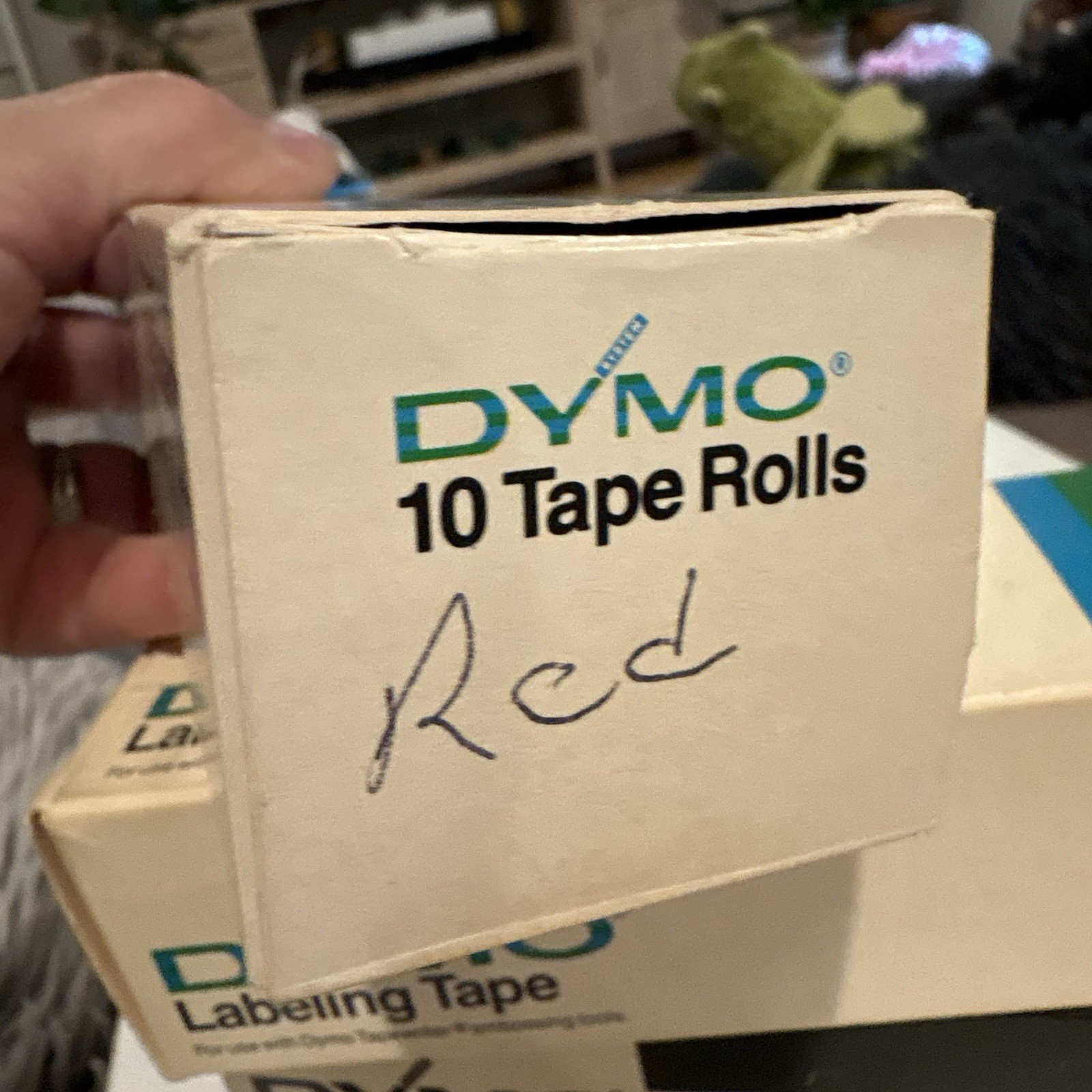 3 Boxes = 24 Rolls Vintage Dymo Labeling Embossing Tape Red & Blue Glossy 1977