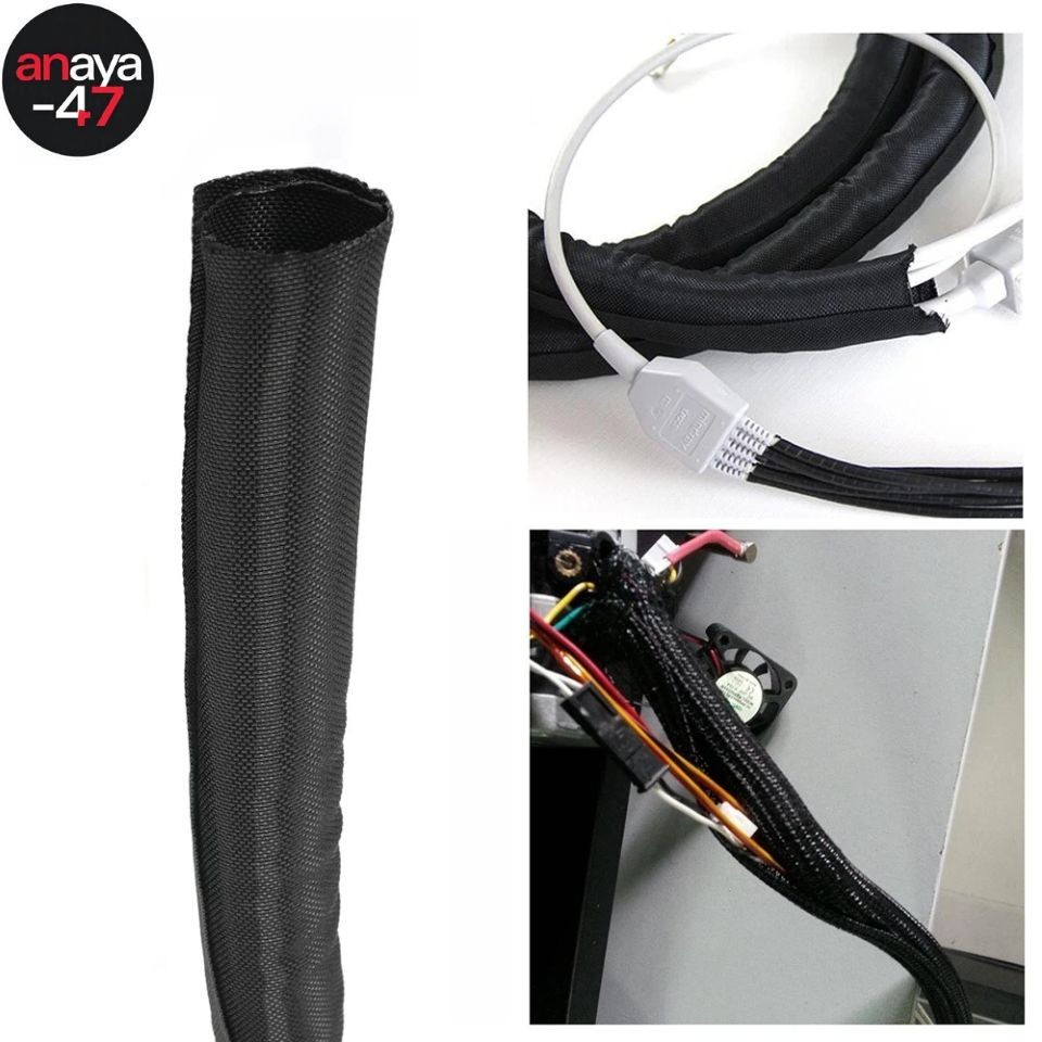 Split Braided Cable Sleeve 3MM-50MM Wire Loom Tubing Cable Management for PC Car