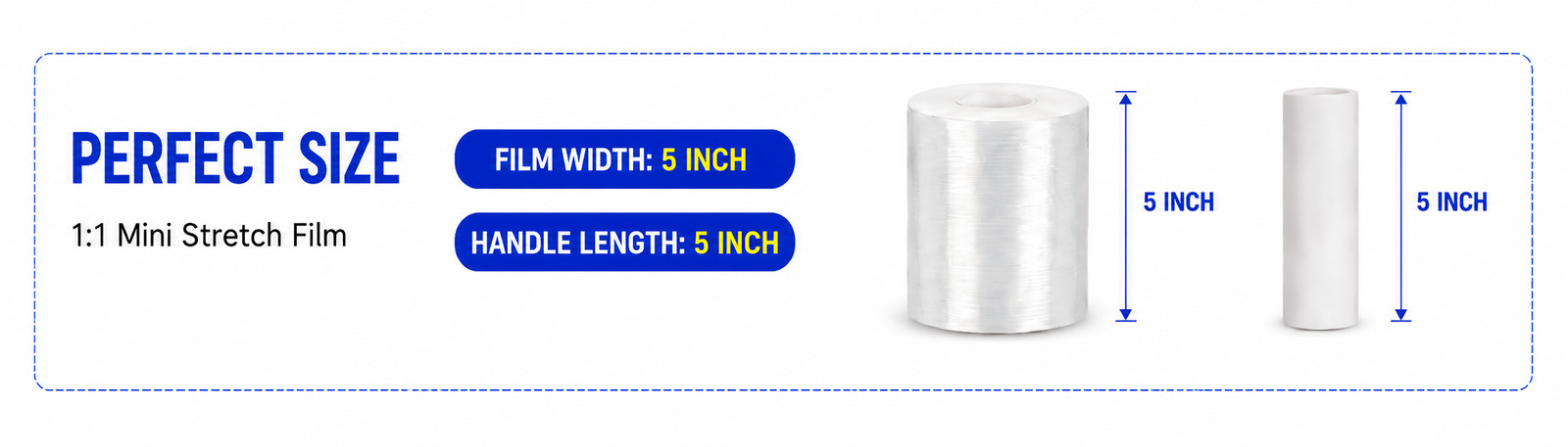 2/8/16 Rolls 5 in. x 1200 ft. Stretch Hand Wrap Clear Cling Plastic Wrap