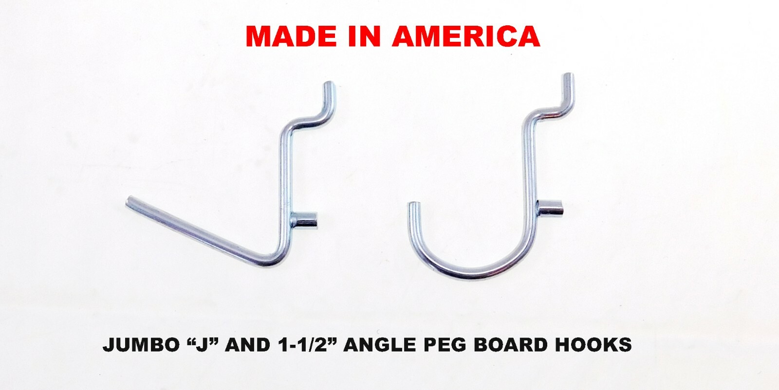 10 each 1 1/2 Angle & J Hook Metal Peg Garage Hanger Hooks -1/8 to 1/4″ Pegboard
