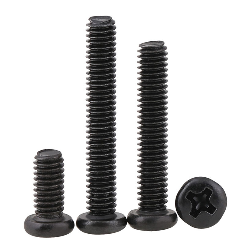 M1 – M5 Black Carbon Steel Phillips Pan Head Machine Screws Bolt Length 2 – 30mm