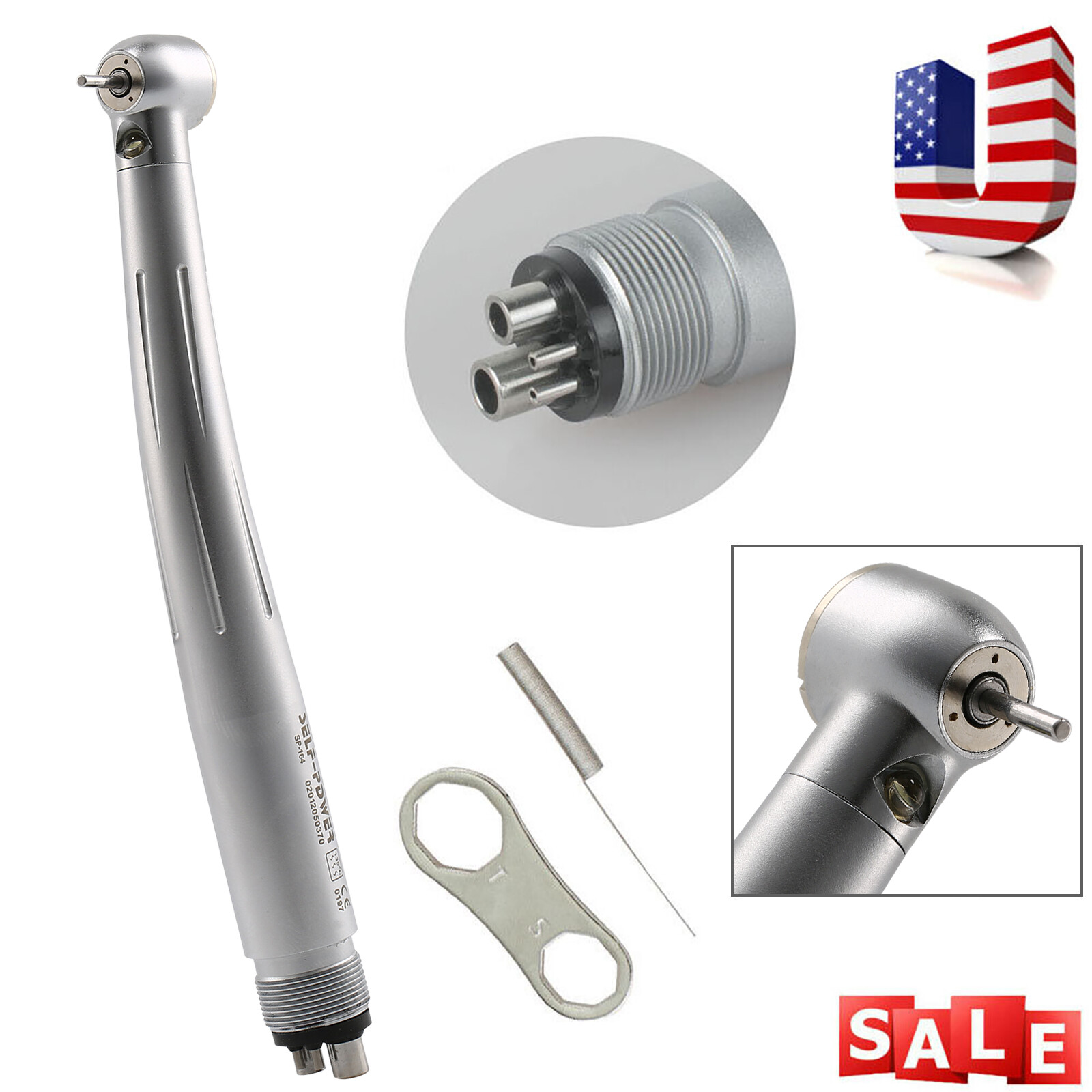 NSK Style Dental Fiber Optic High Speed Turbine Handpiece LED E-generator 4Hole