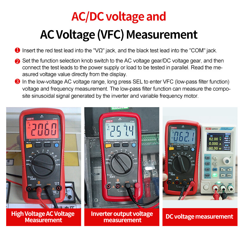 UNI-T T-RMS Digital Multimeter 2000V AC DC Voltmeter Cap Freq Ohm NCV LIVE Teste