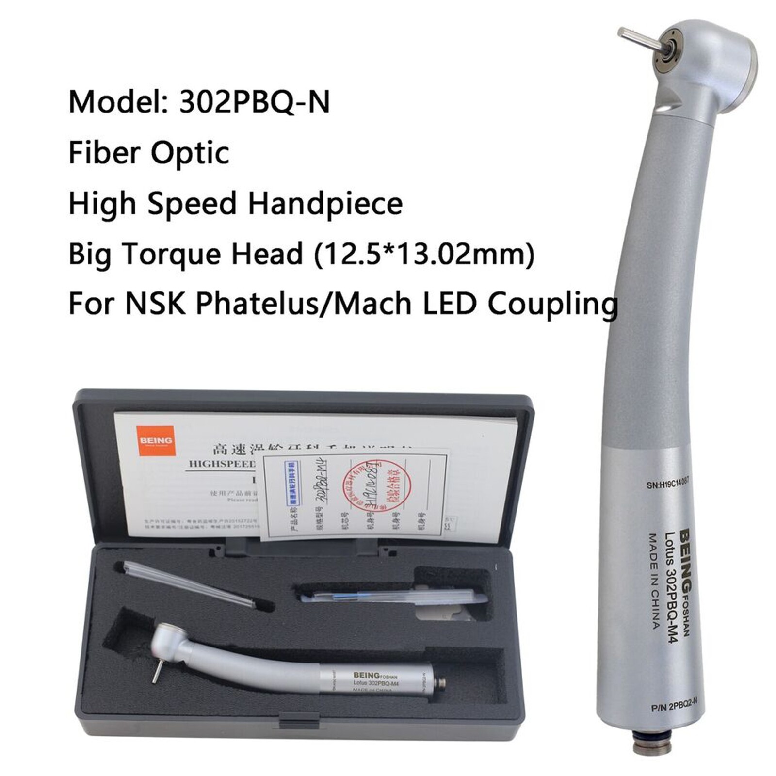 BEING Dental High Speed Turbine Fiber Optic Handpiece fit NSK Coupler 4/6 Hole
