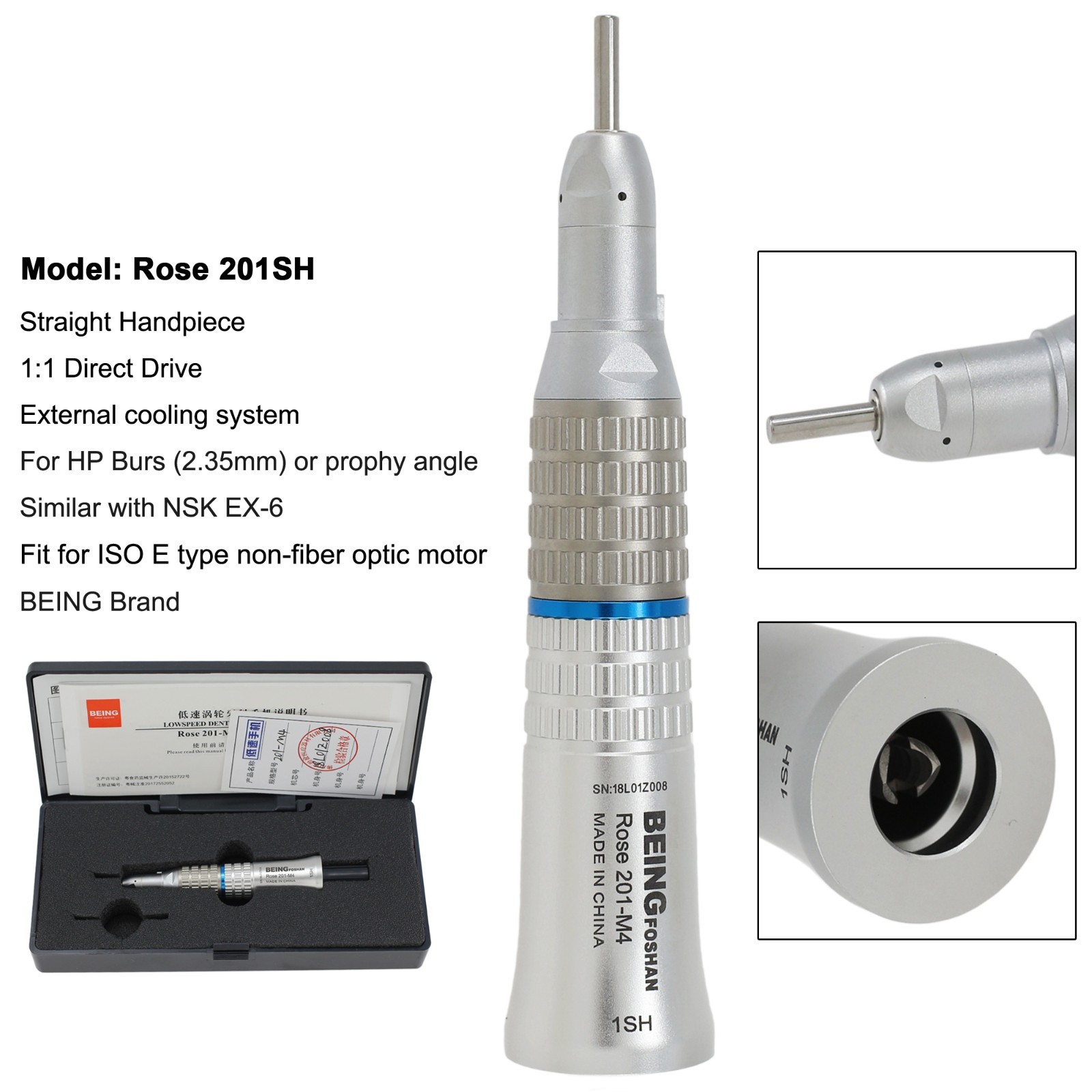 Dental Prophy Hygiene Handpiece 4:1 1:1 Straight Nose Cone Air Motor 4 Hole RDH
