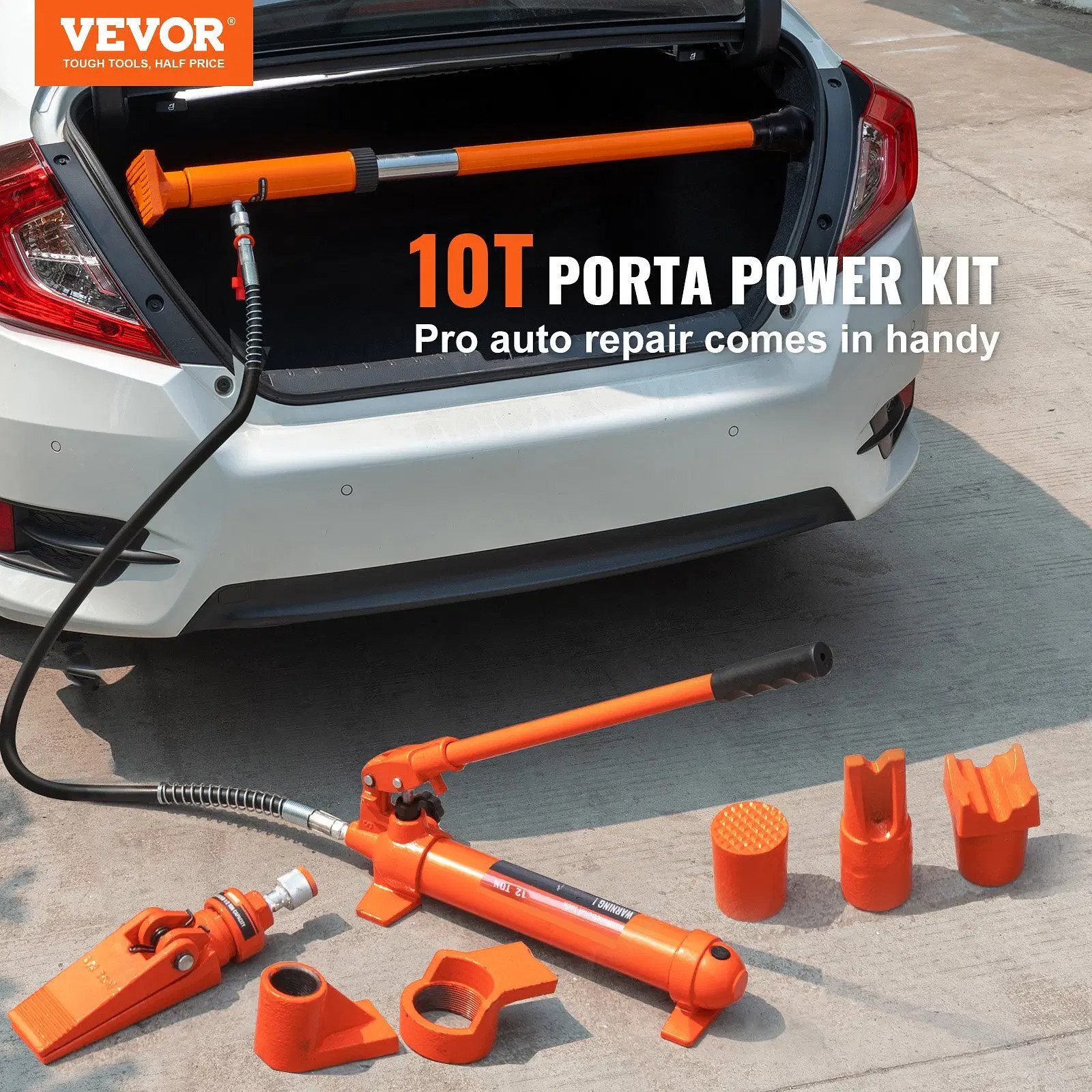 10 Ton Porta Power Kit, Portable Hydraulic Jack with 4.6 ft/1.4 m Oil Hose, Auto