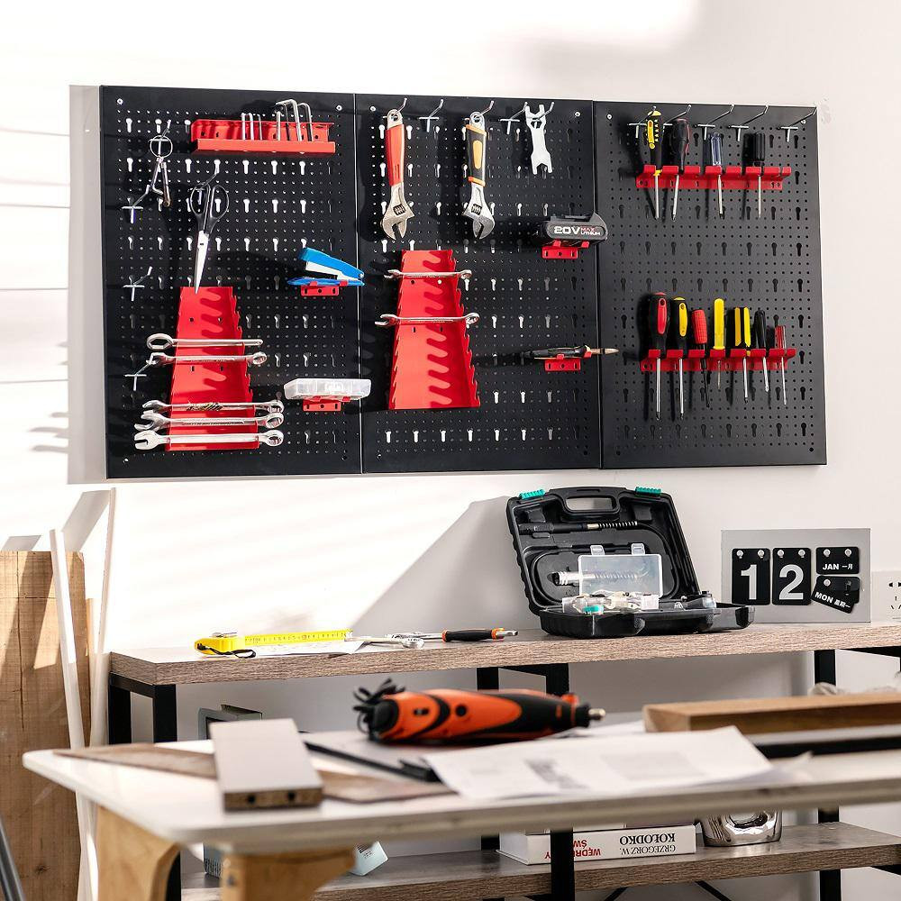 24 In. H X 48 In. W Pegboard Wall Organizer Kit 4 Ft.Metal Toolboard W/3 Pegboar