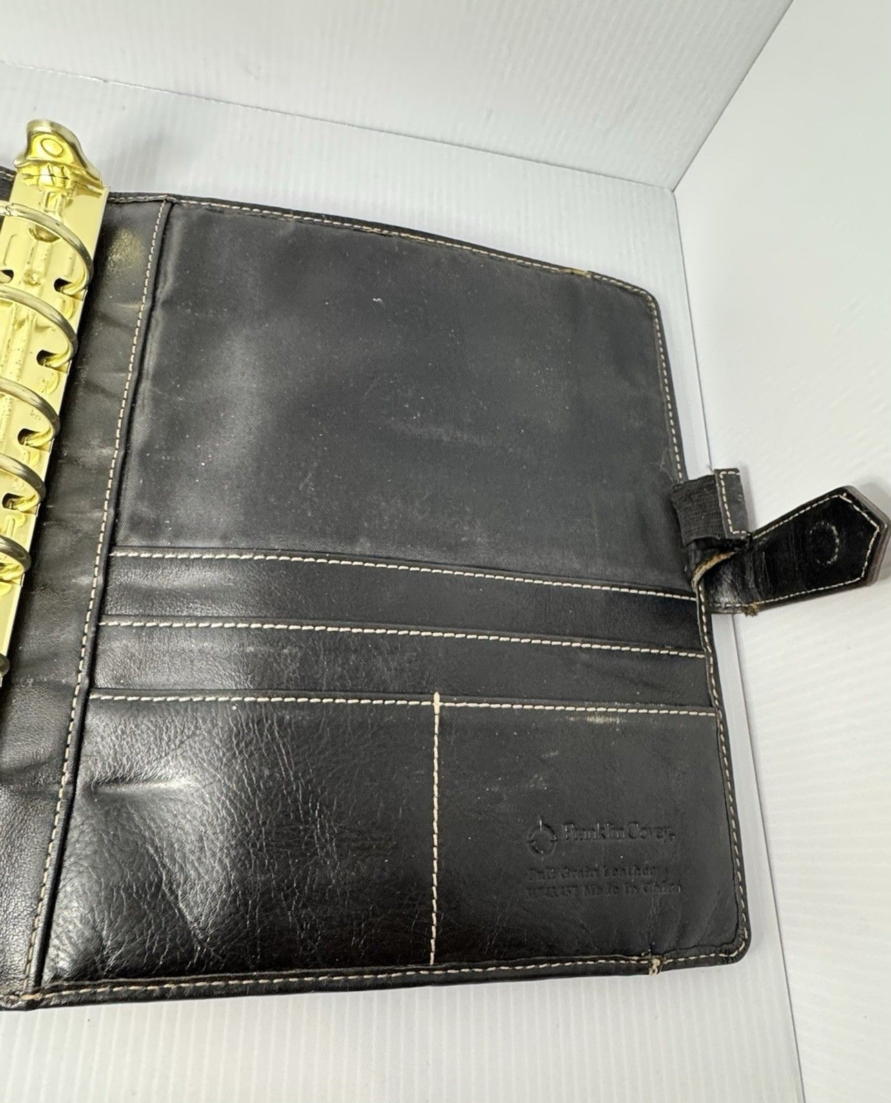 Franklin Covey Leather Planner Classic ORIGINAL Vintage Aurora Collages Black