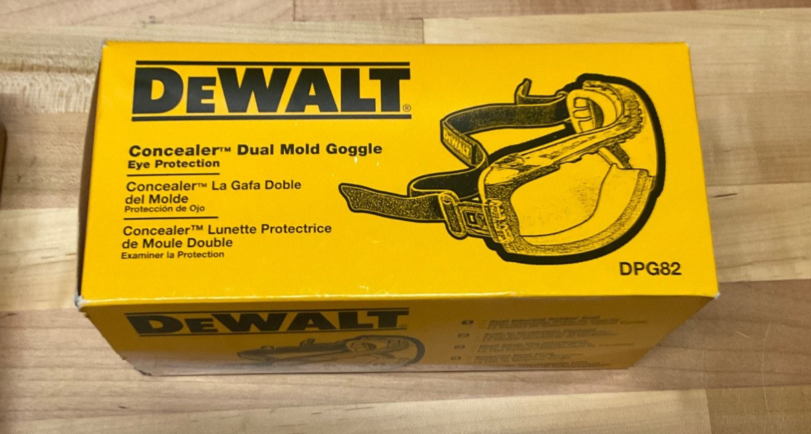 Dewalt DPG82 Concealer Anti-Fog Dual Mold Safety Goggle – 1 Pair New