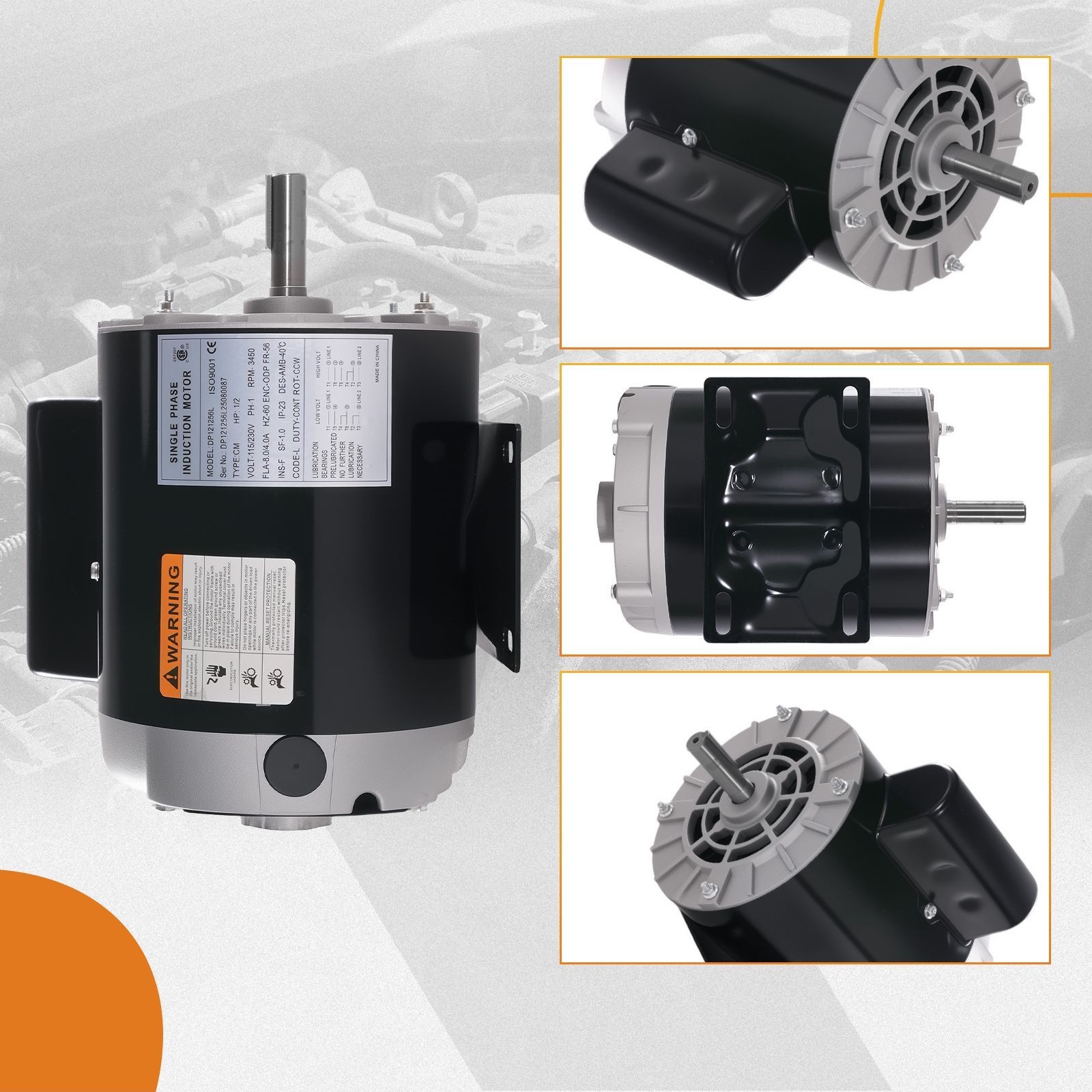 1/2HP/1HP/2HP Electric Motor Air Compressor Motor 60 Hz Single Phase 3450 RPM