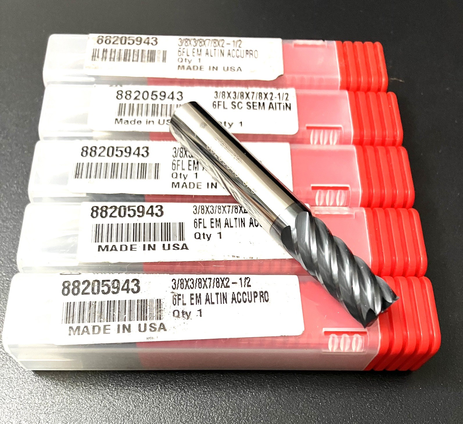 Accupro 3/8″ 6FL Square End Mill Solid Carbide AlTiN 7/8″ LOC 88205943 NEW