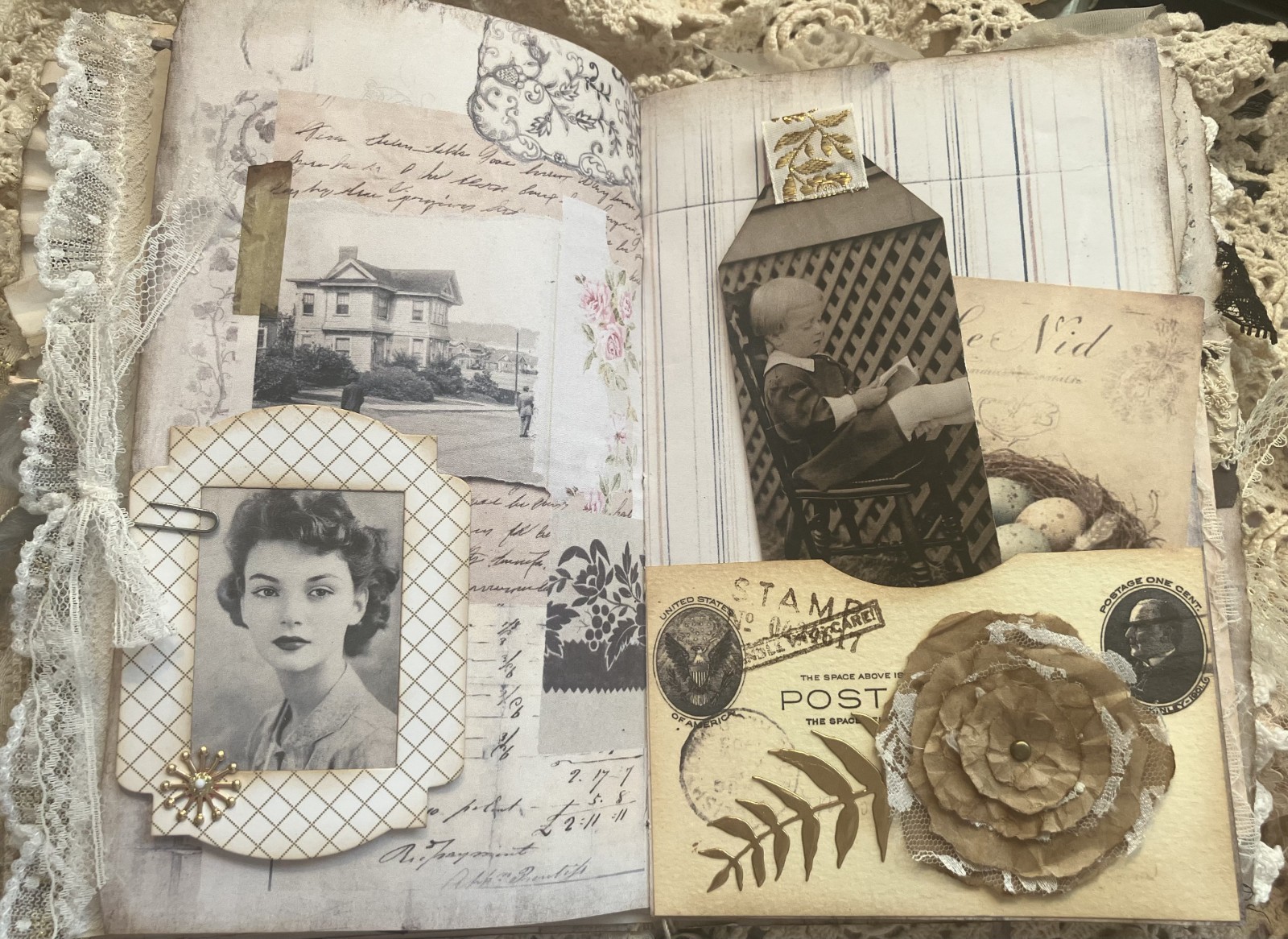 VINTAGE STYLE HAND MADE JUNK JOURNAL (Tranquil Moments) see video