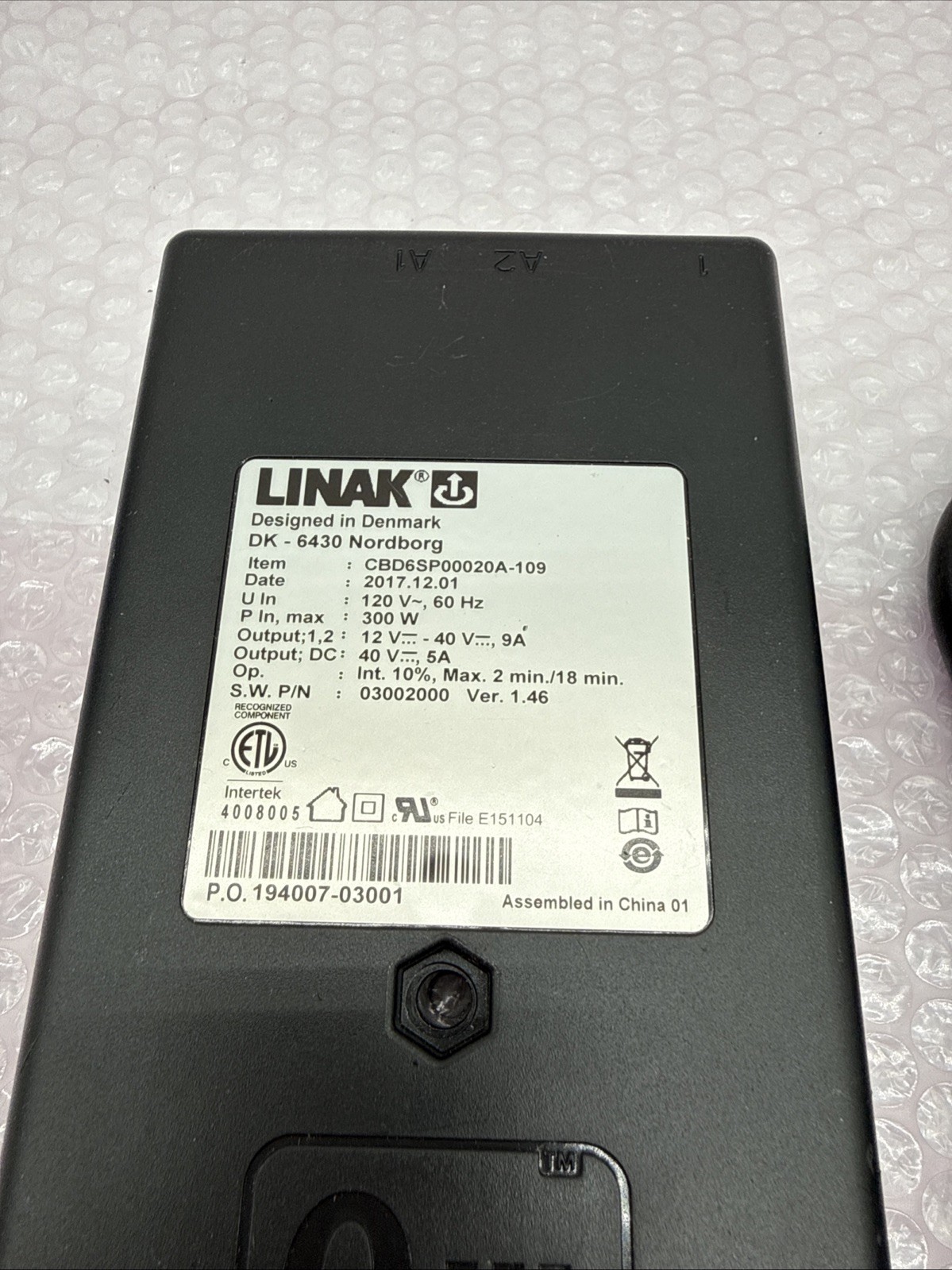 Linak CBD6SP00020A-109 Actuator Control Box 120V with Power Cord Used
