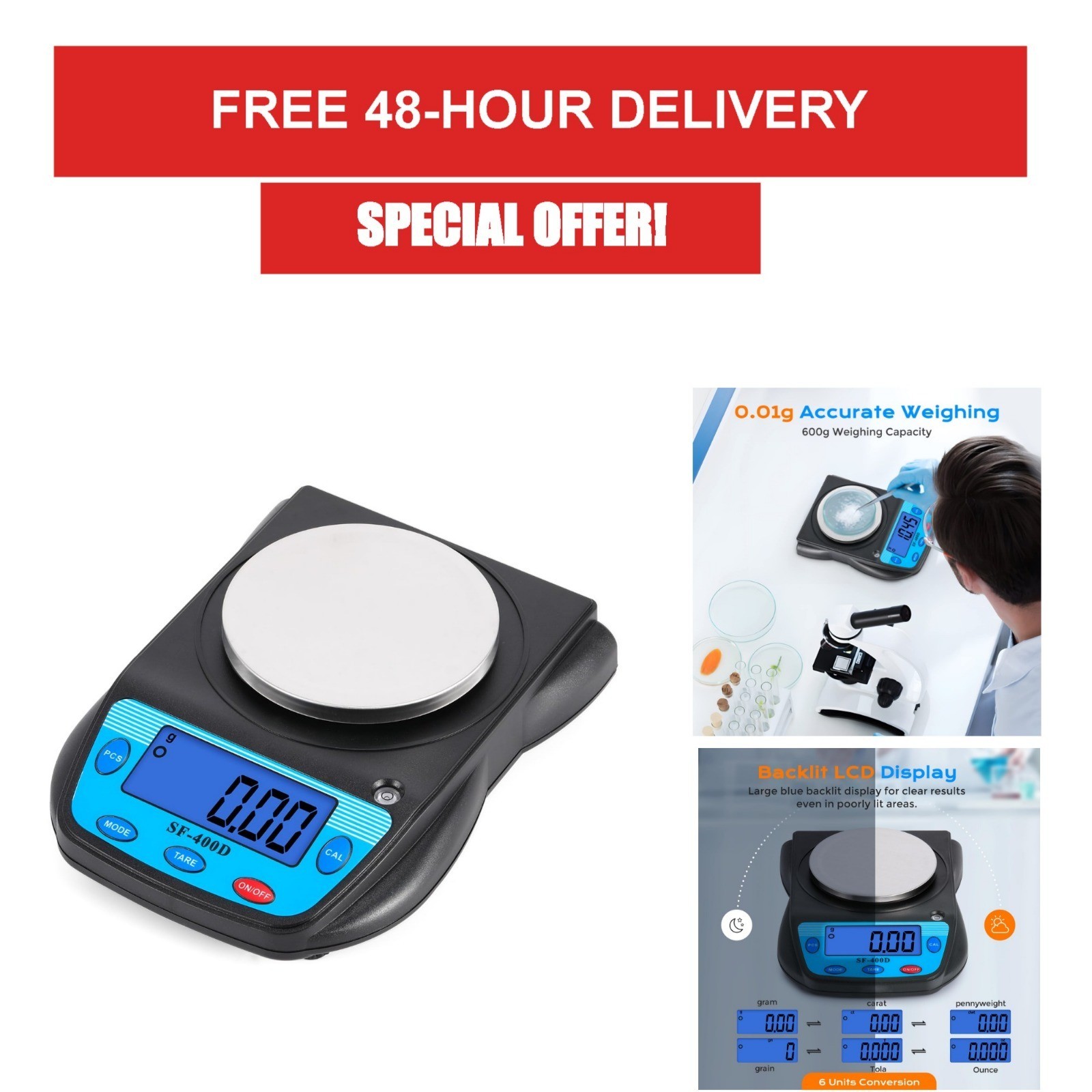 Bonvoisin Digital Lab Scale 600g x 0.01g Precision Electronic Balance
