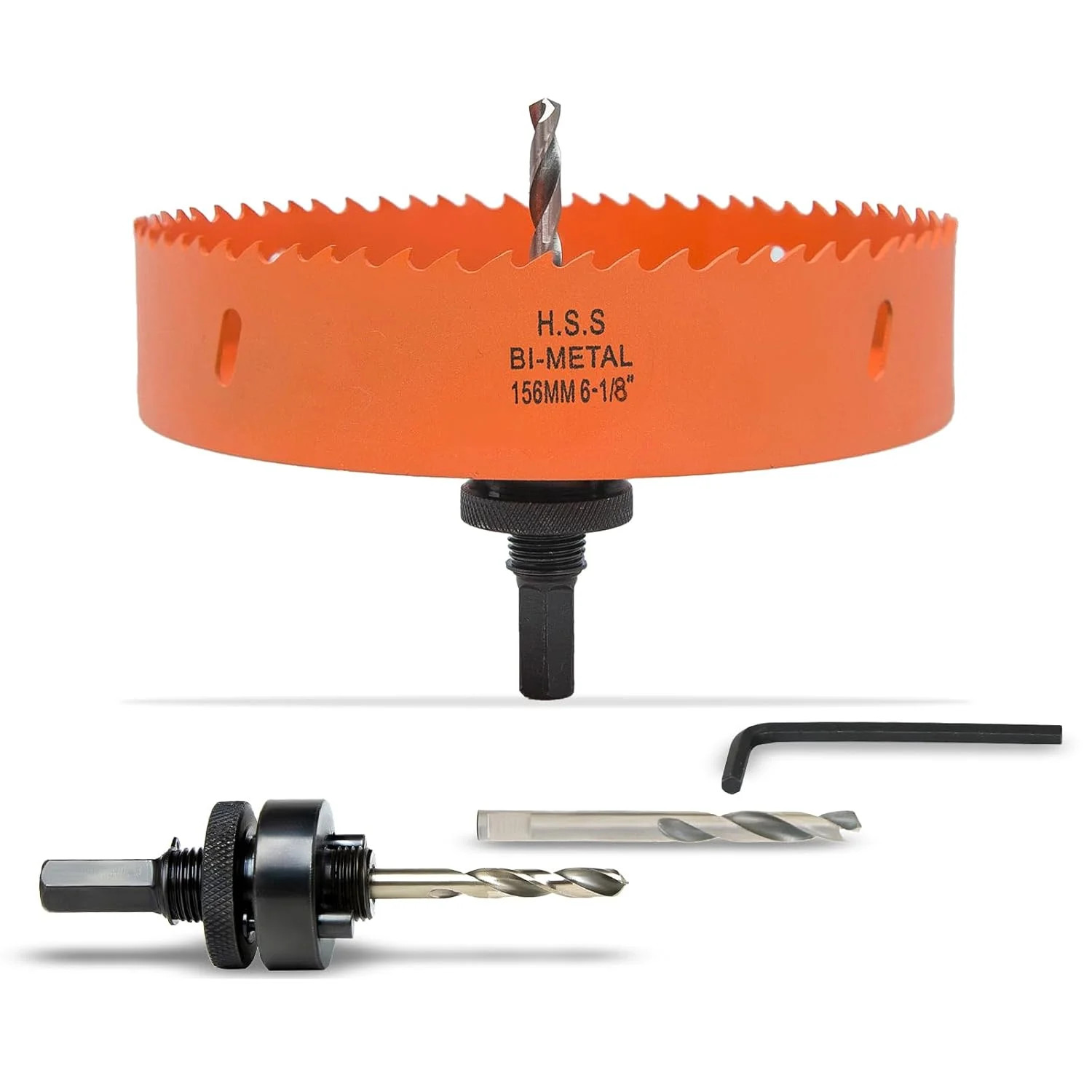 6-1/8 Inch Hole Saw with Arbor for Metal Wood Plastic, 6.1 in Bi-Metal Hole Cutt