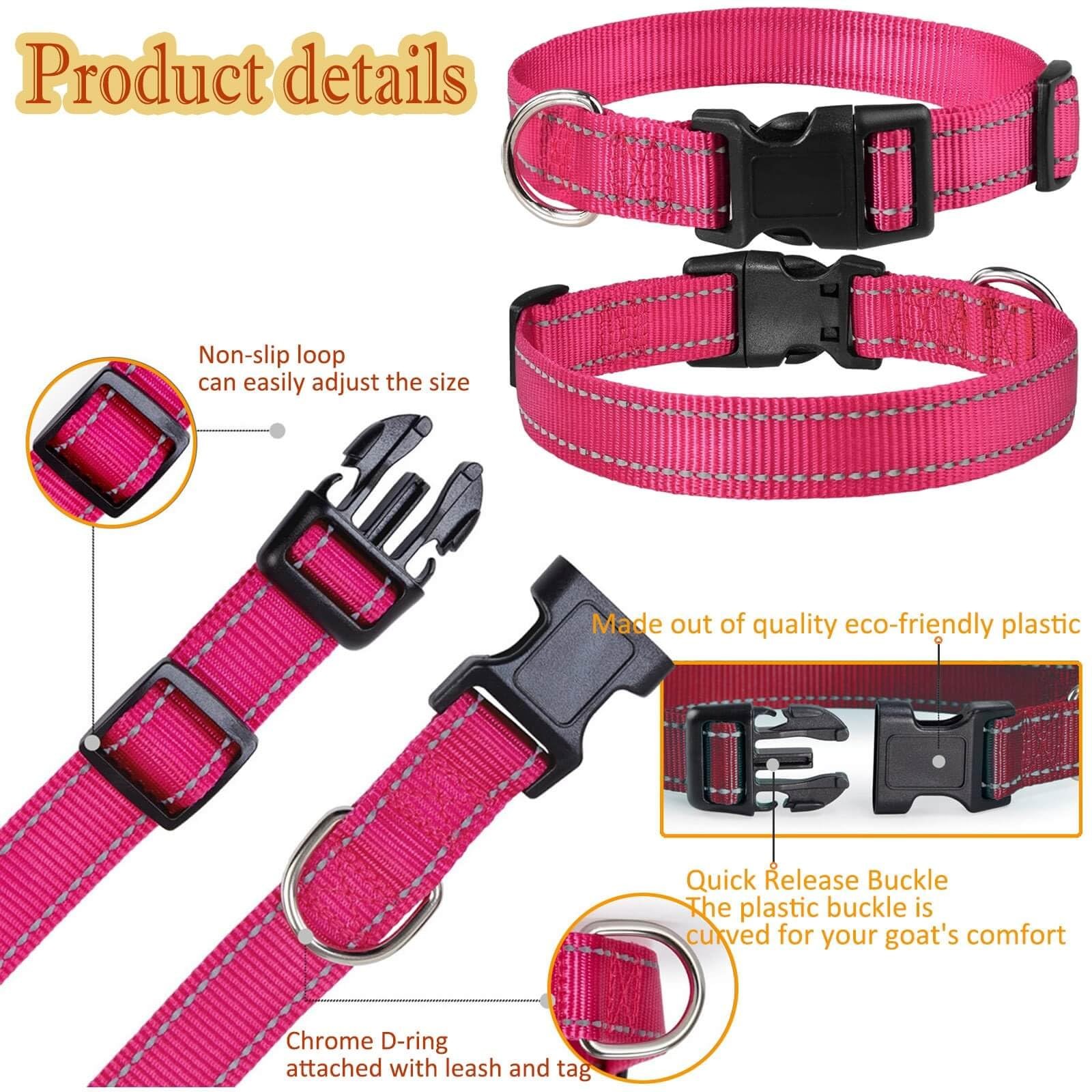 Pack Reflective Goat Collars with Adjustable Nylon and Copper Bells Size L