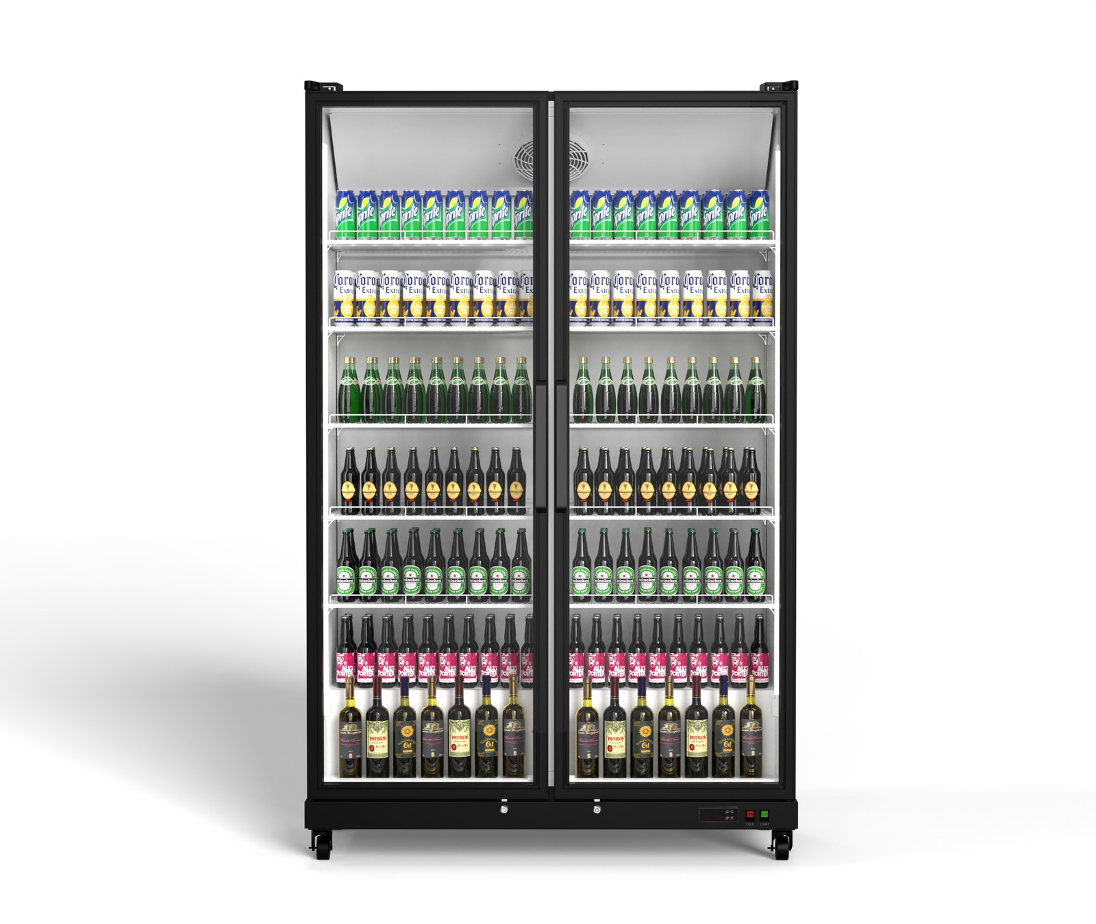 Yeego 37.79Cu.ft Commercial Display Beverage Refrigerator 2 Glass Door For Store