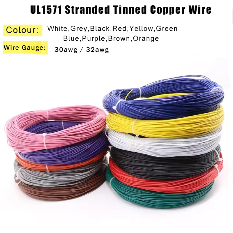 Multicoloured UL1571 Stranded Tinned Copper PVC Cable Flexible Wire 30AWG/32AWG