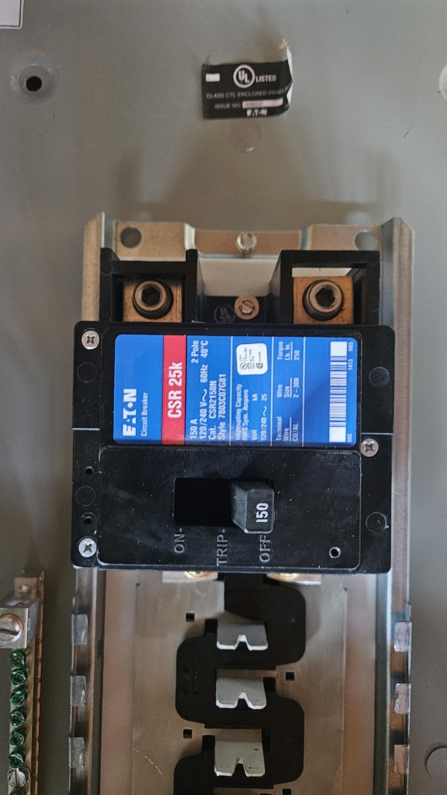 Eaton BR816B150RF Main Breaker Loadcenter 150A 8-Spaces 16-Circuits