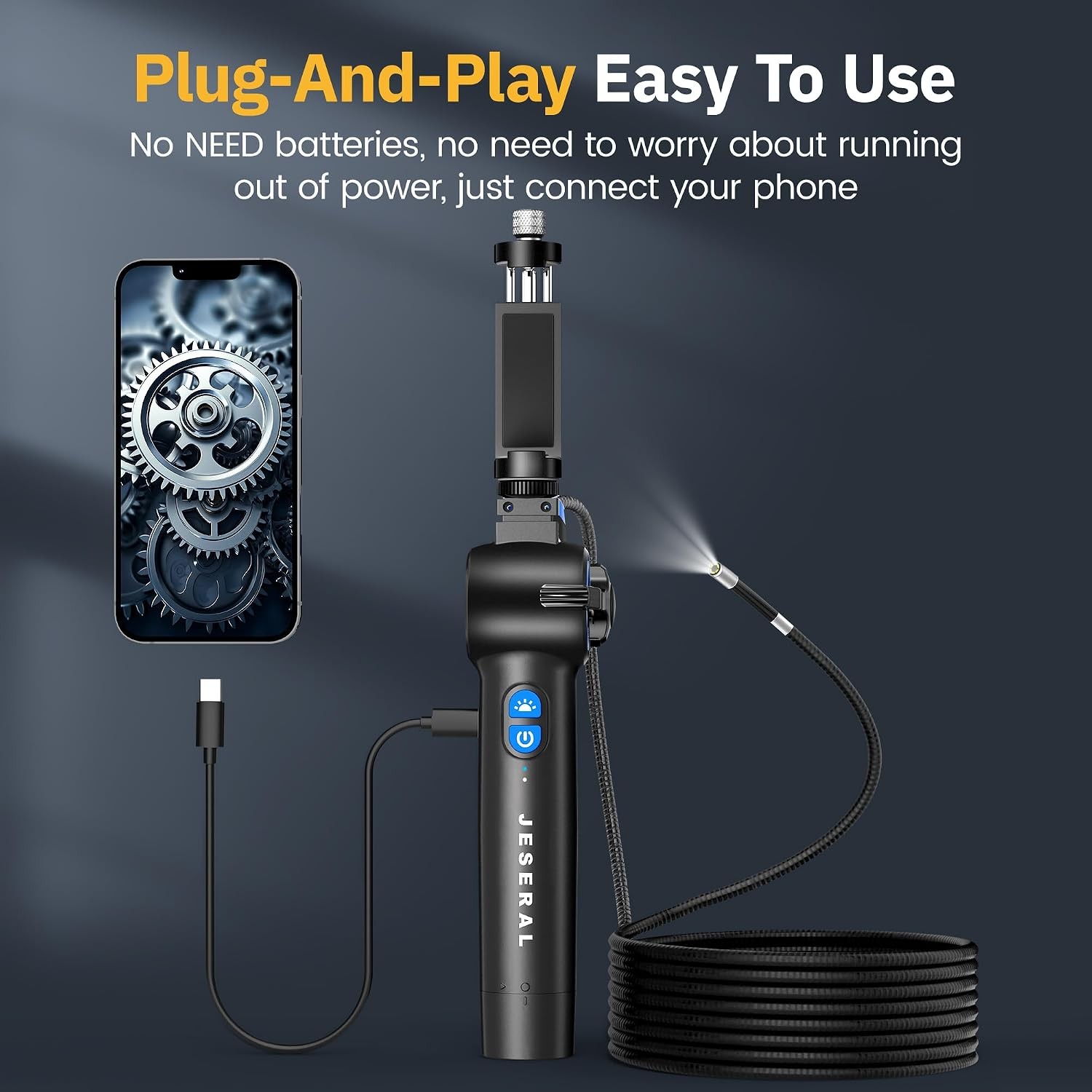 3.3FT Articulating Borescope 8.5mm Lens HD1080P Inspection Camera with Light
