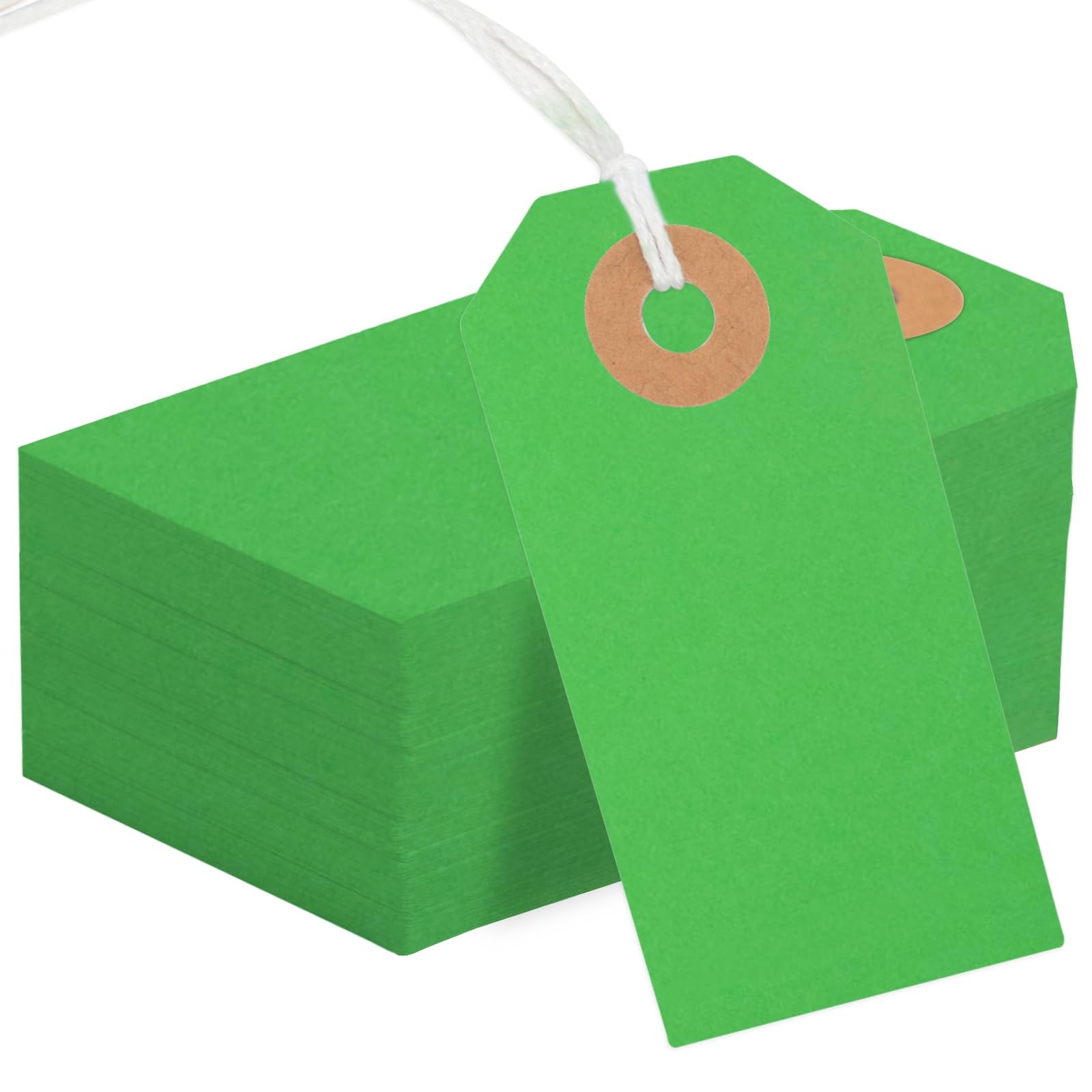 150 PCS Green Blank Manila Shipping Label Hang Tags String 2 3/4×1 3/8 Inch