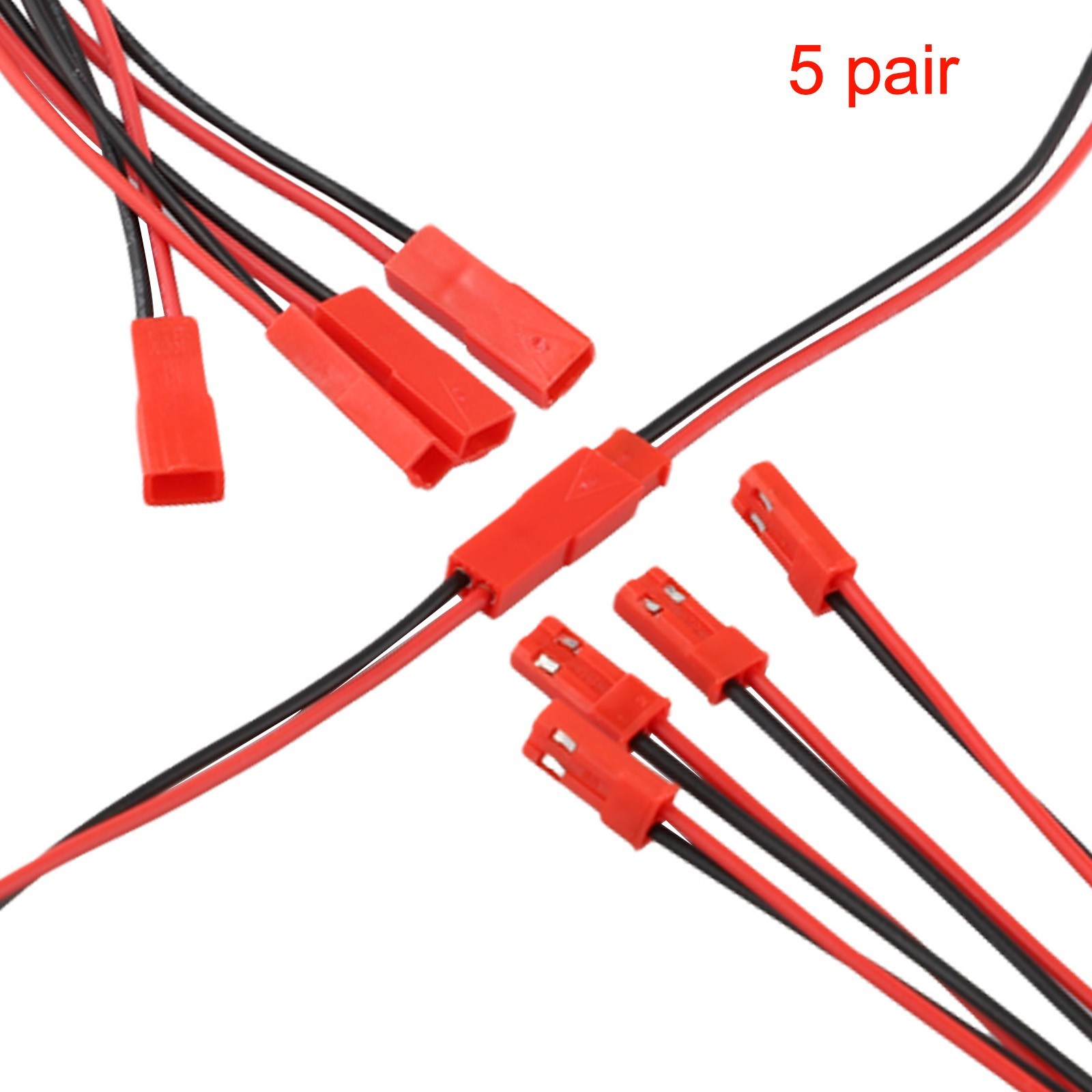 Connector Cable with 2P Assembled Connector 200mm Red + Black Wire