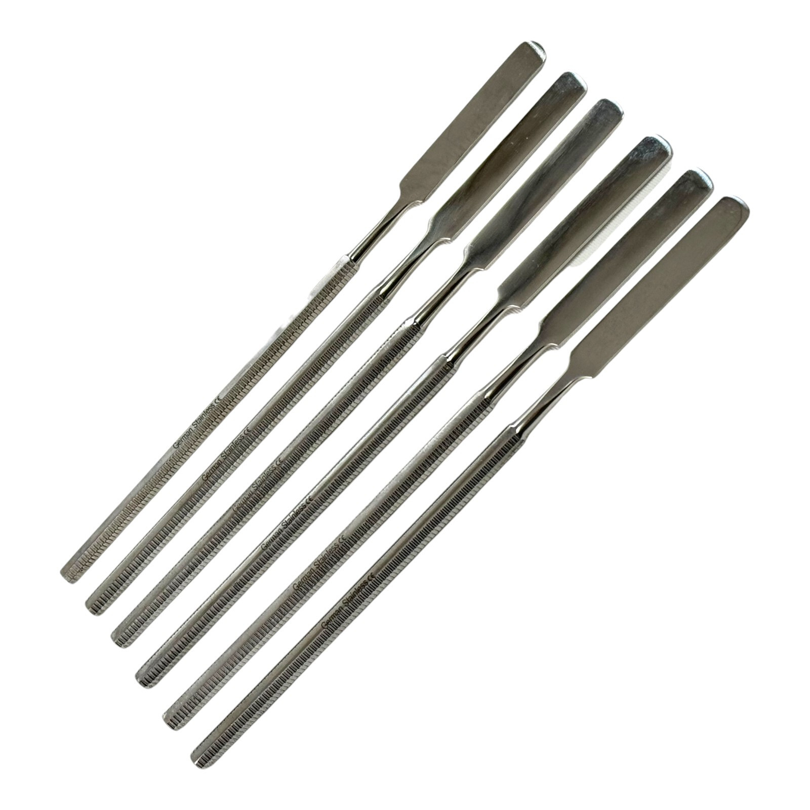 Dental Cement Spatulas, Flat Single-Ended with Textured Grip Stainless Pack of 6