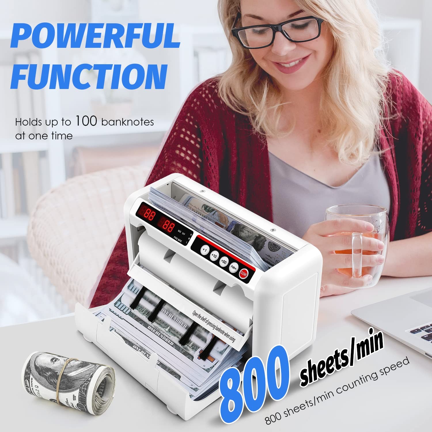 Frifreego Battery Operated Bill Counter Machine, Portable Rechargeable Money …