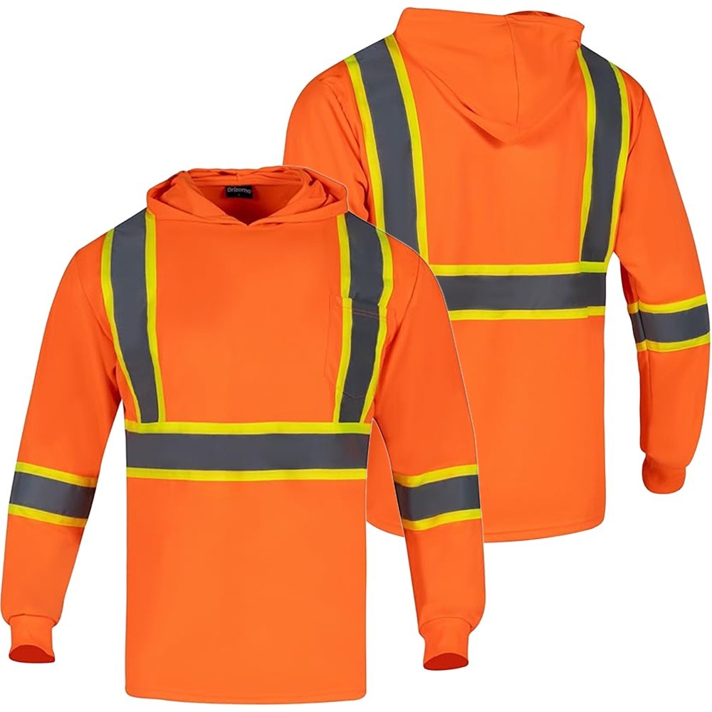 Hoodie Hi-Visibility Safety Long Sleeve Work Shirt Reflective Qty:4 Size S-5XL