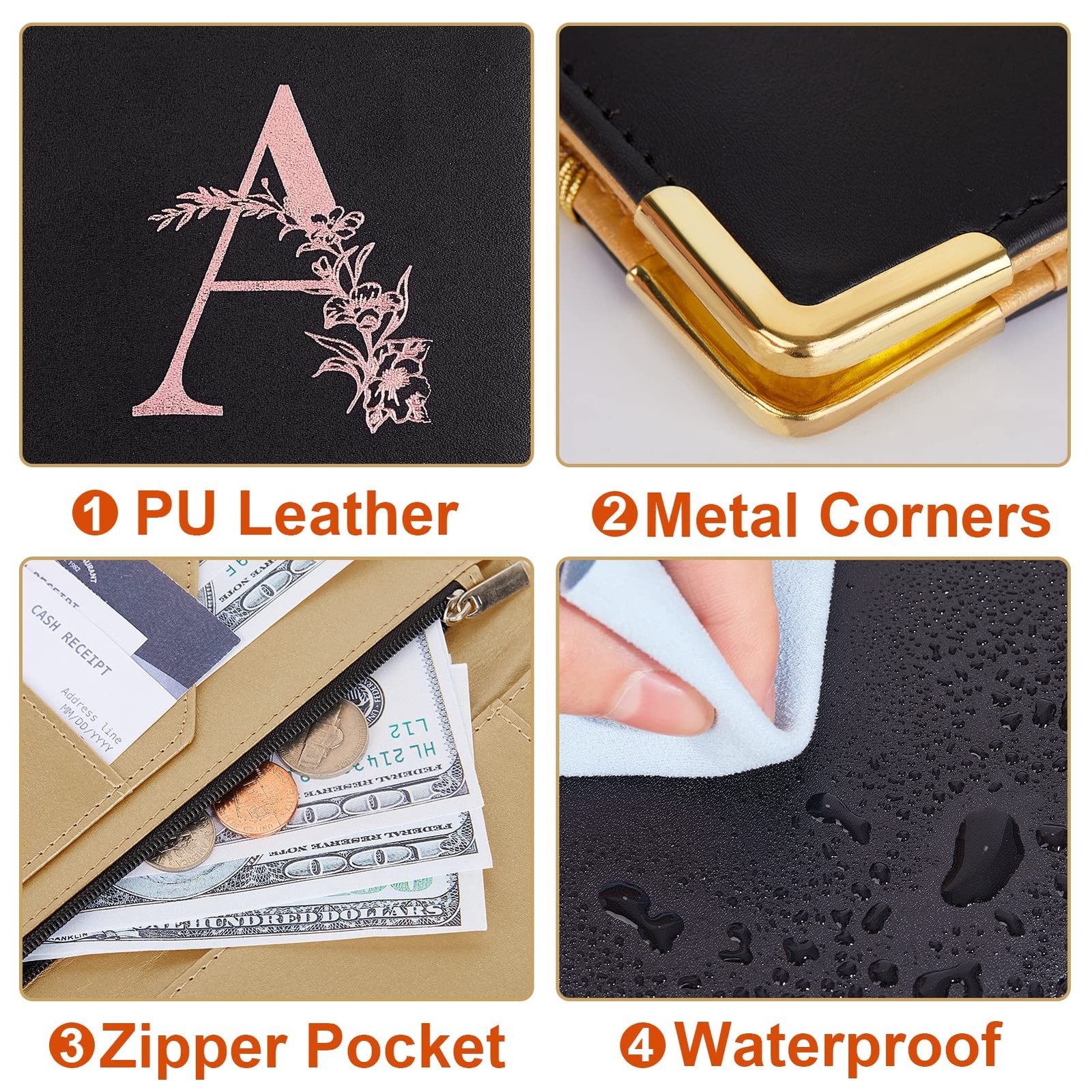 Server Books Alphabet Waitress Book Cute Waiter Book Zipper Pocket Leather A-Z