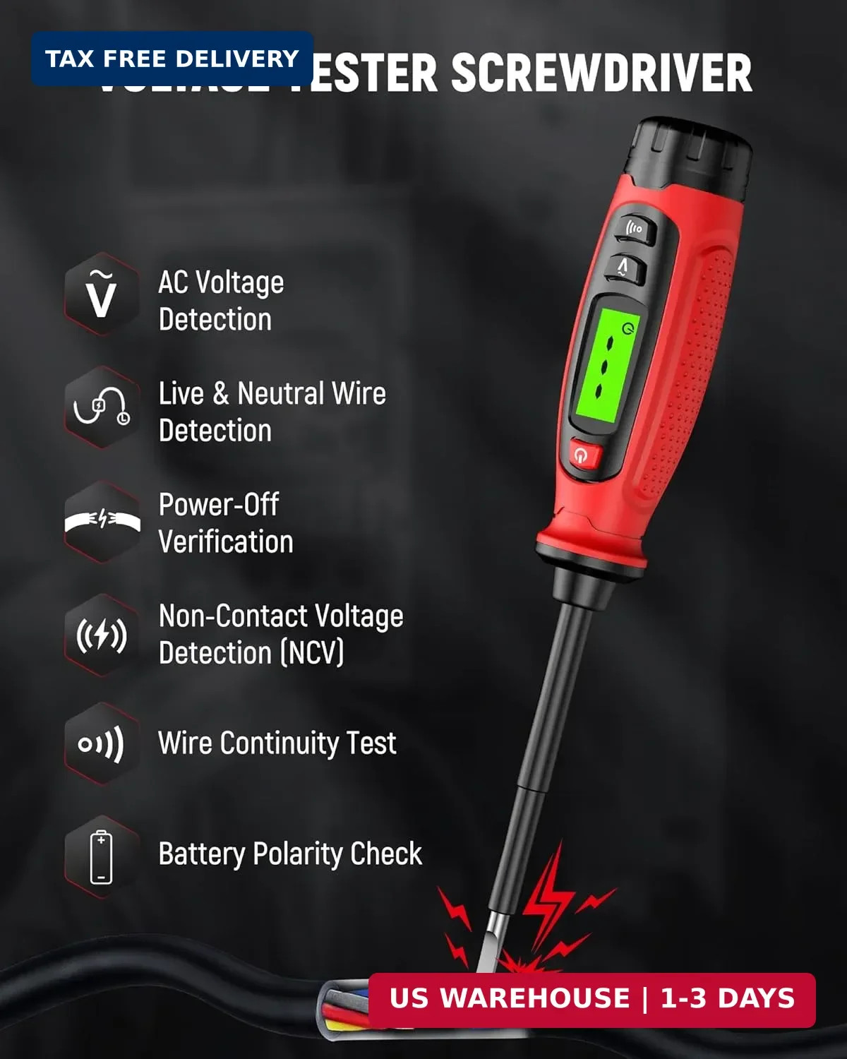 KAIWEETS 2-in-1 Voltage Tester Screwdriver LCD Non Contact Detector Pen