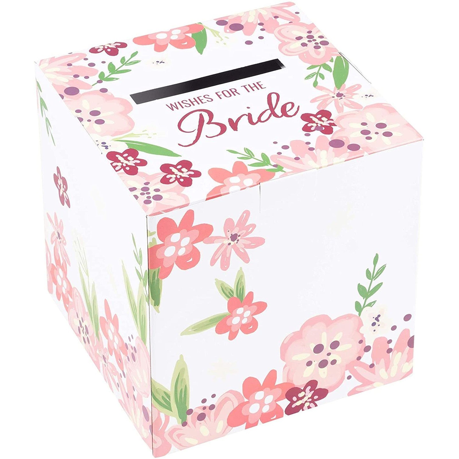 Juvale Advice Card Box 8 x 8 x 8 inches (box), 4 x 2.5 (cards), Pink
