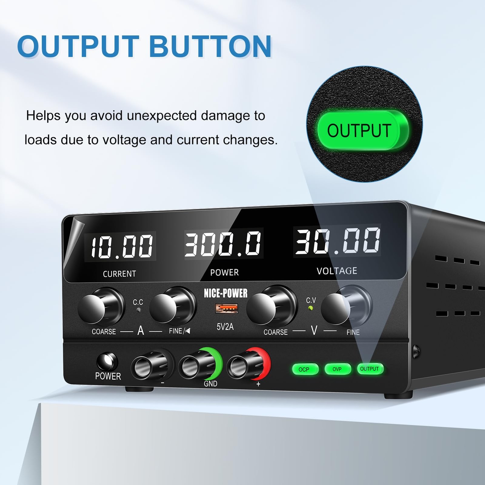 DC Power Supply Variable 30V 10A, 300W Encoder Adjustable Switching Regulated…