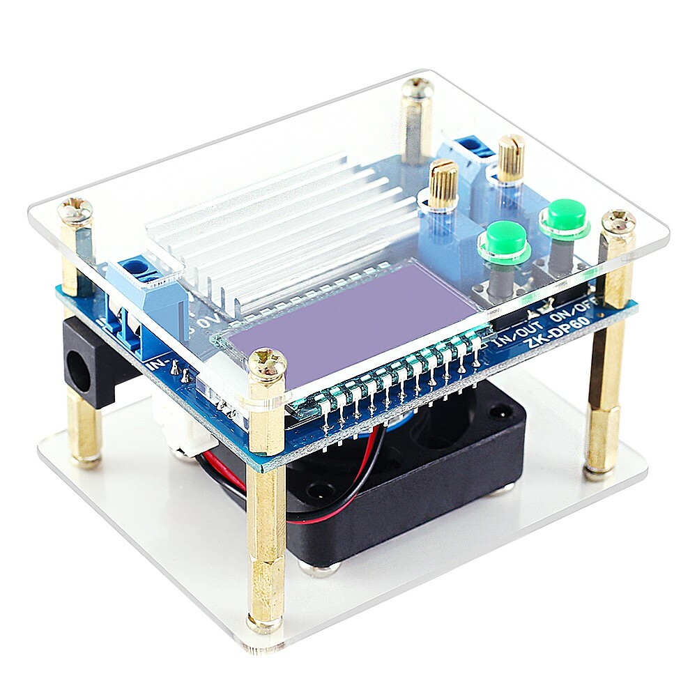 2pc 60W Adjustable Buck Boost Step Up Step Down Power Supply Module with Fan LCD