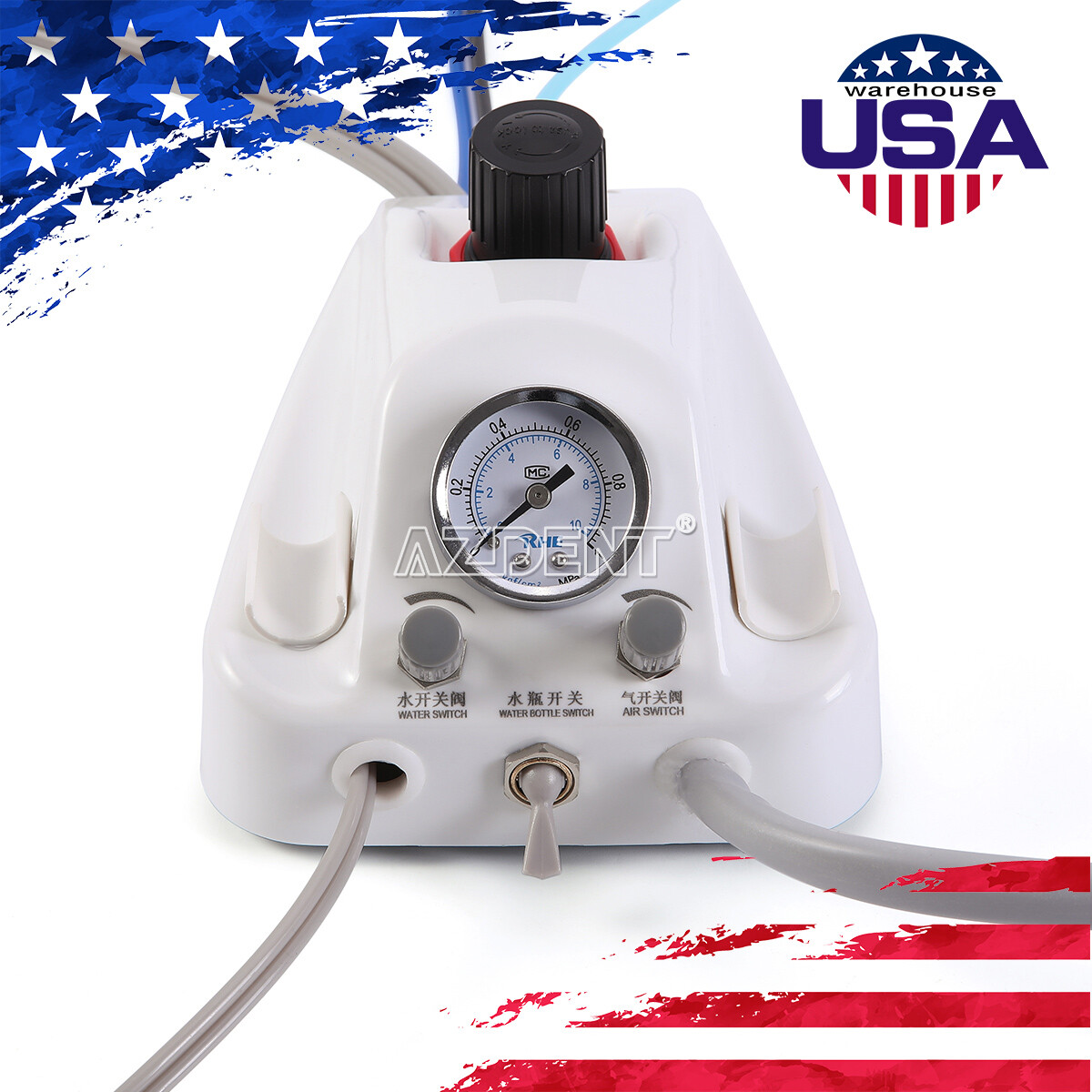 Portable Dental Turbine Unit 3 Way Syringe Work with Air Compressor 2/4 Holes US