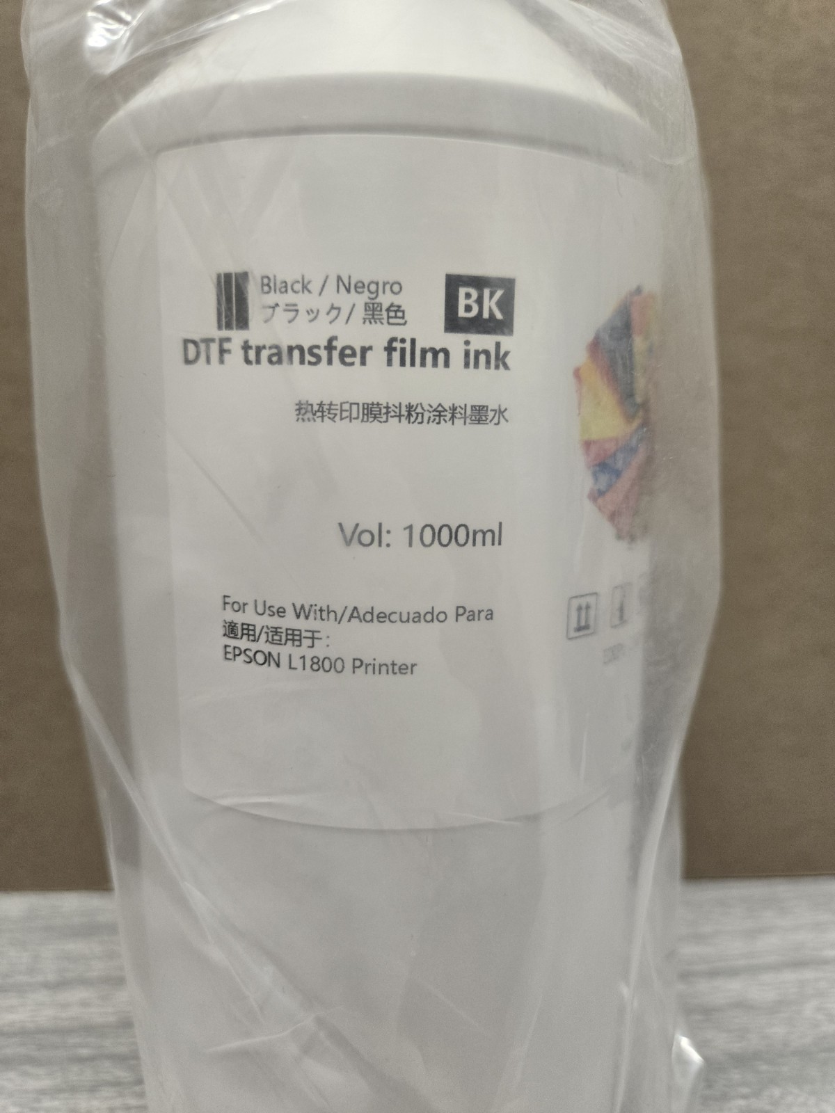 DTF Transfer Film Ink For EPSON L1800 Printer- Black- 1000mL Bottle- Exp 04/2027
