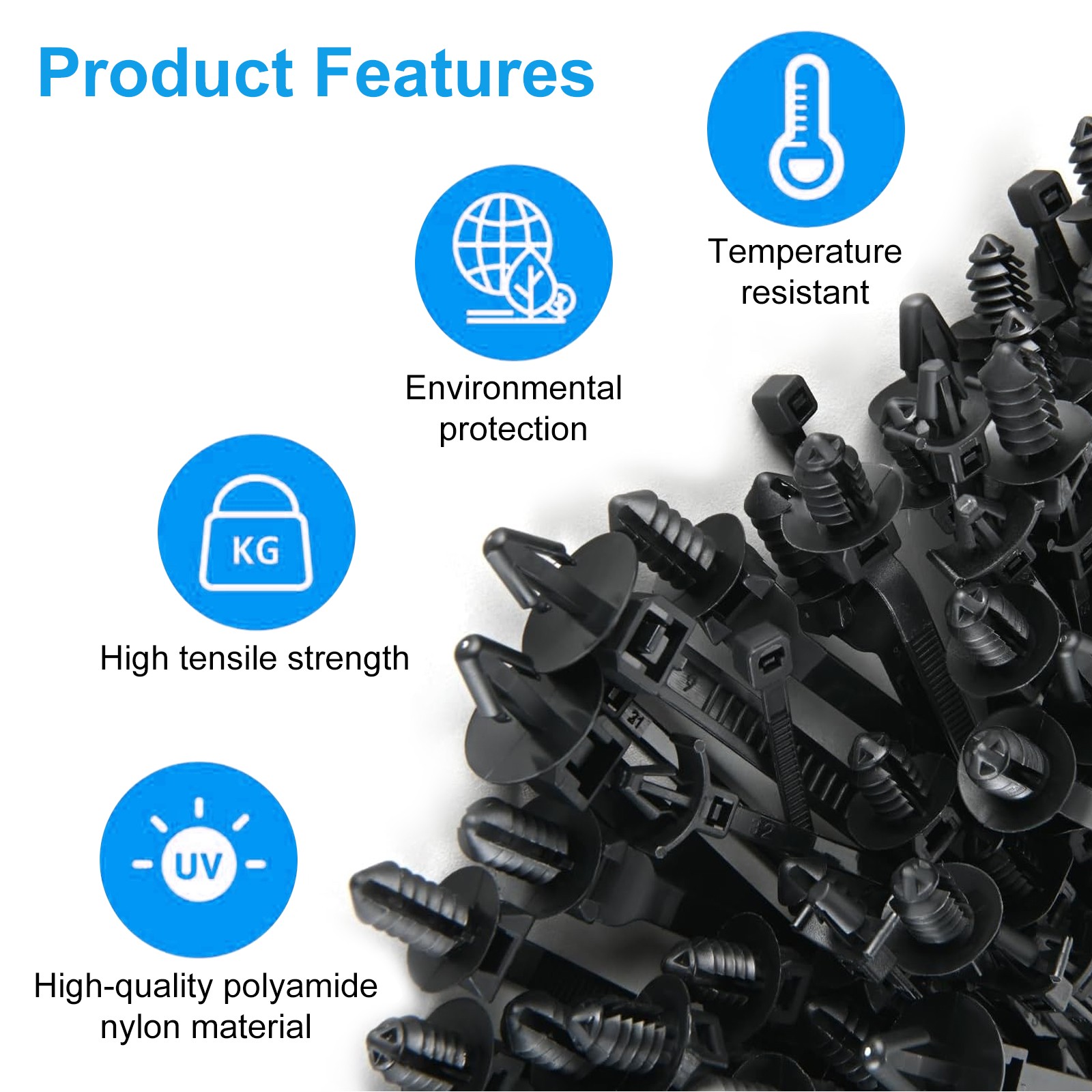 160pcs Push Mount Cable Zip Ties 5 Sizes Self Locking Cable Strap Assortment Kit