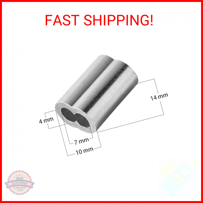 QDiShi 1/8″ (3mm) Aluminum Crimping Loop Sleeve for Wire Rope, Cable Ferrule