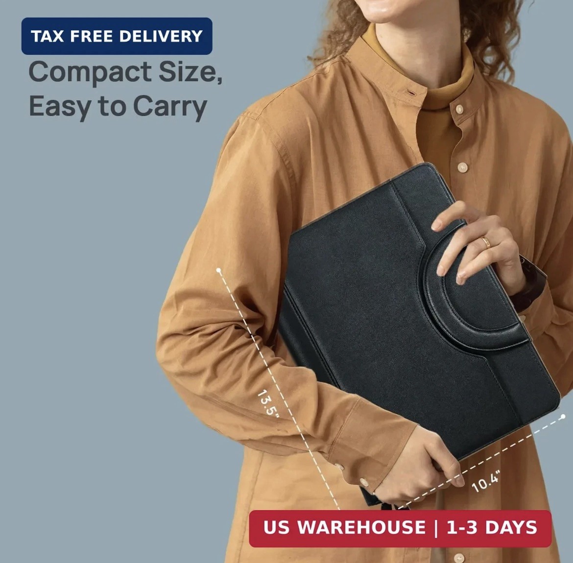 POPRUN Portfolio Binder with Zipper, Leather Padfolio Document Organizer with St