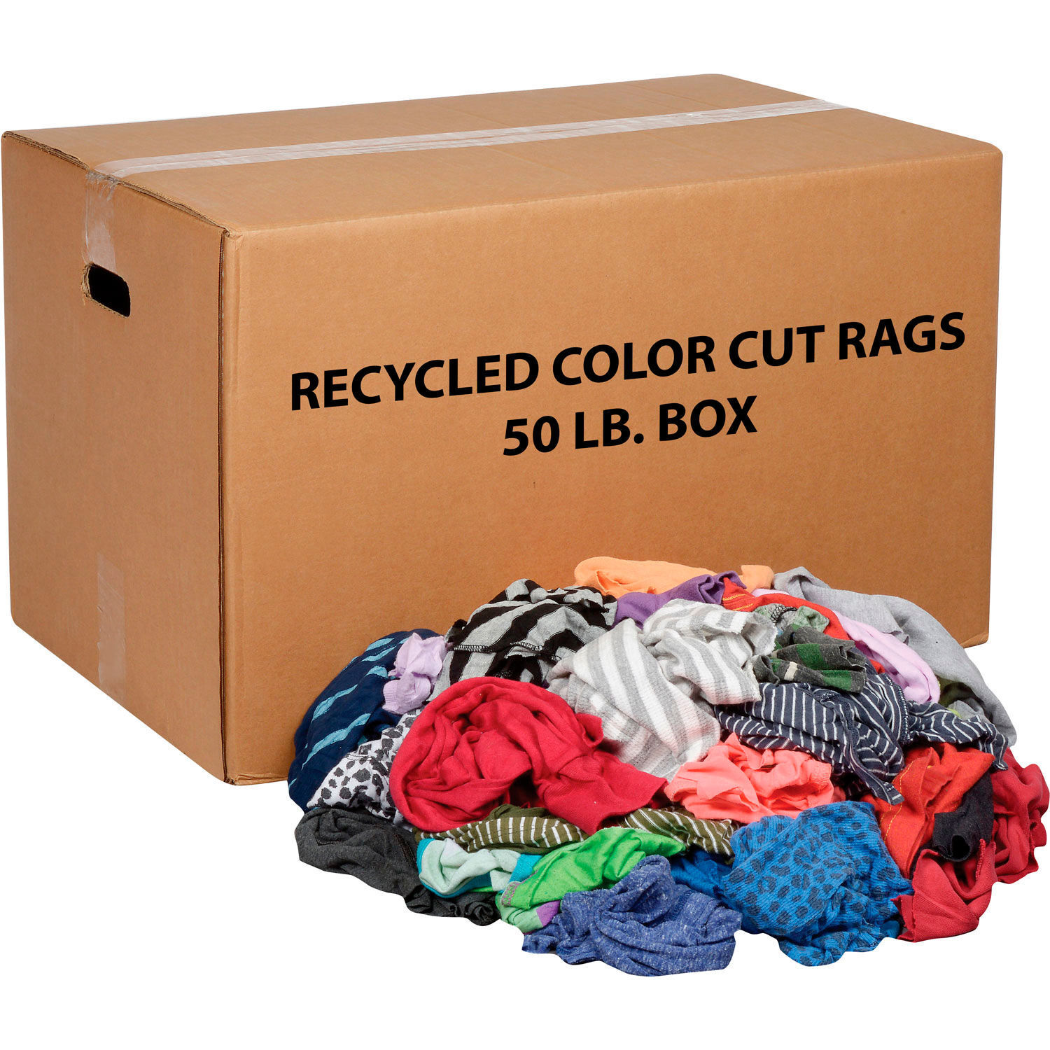 Global Industrial 50 Lb. Box Recycled Cut Rags Mixed Colors