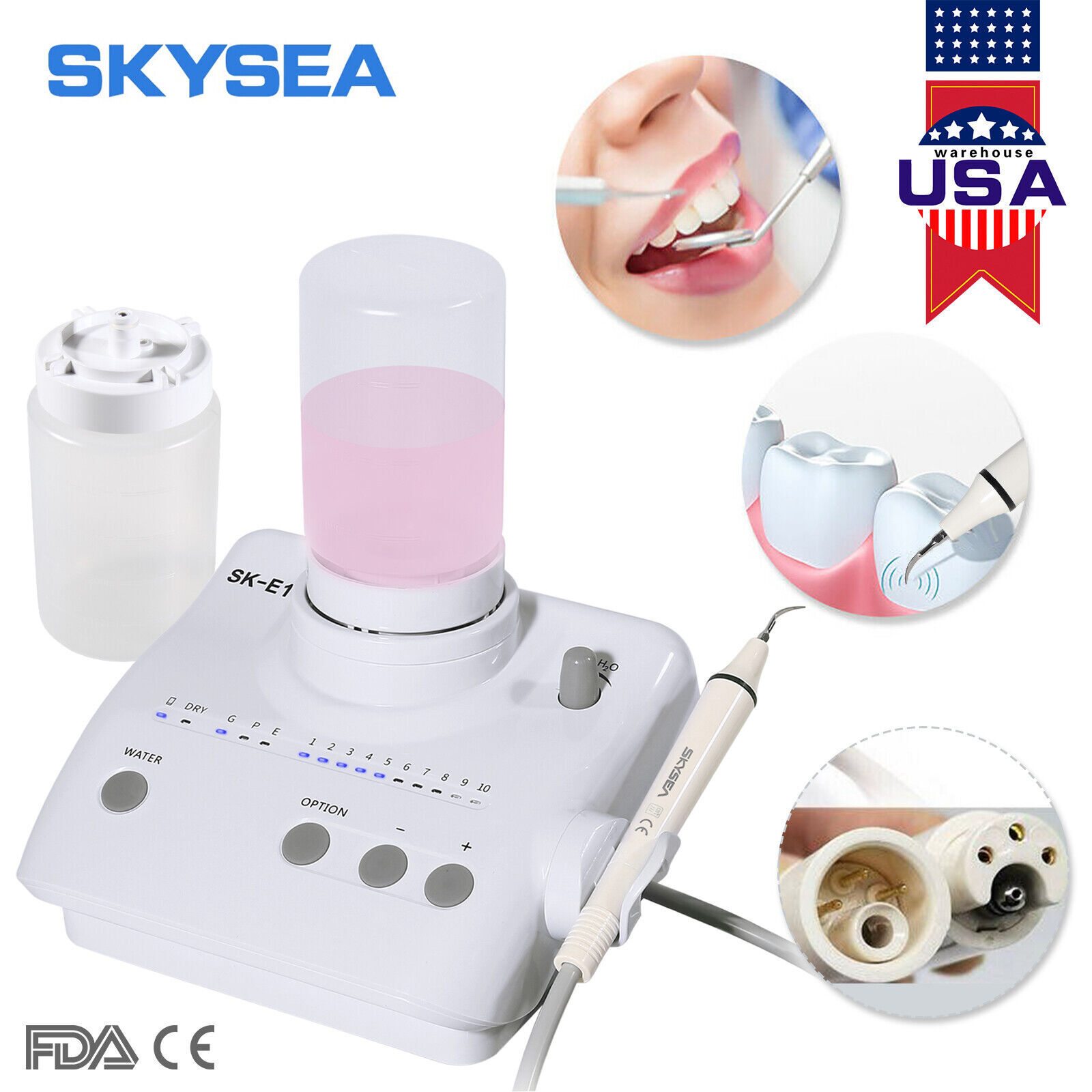 US! Cavitron Dental Ultrasonic Scaler fit EMS +Handpiece+Tips+2 Bottles SKE1 FDA