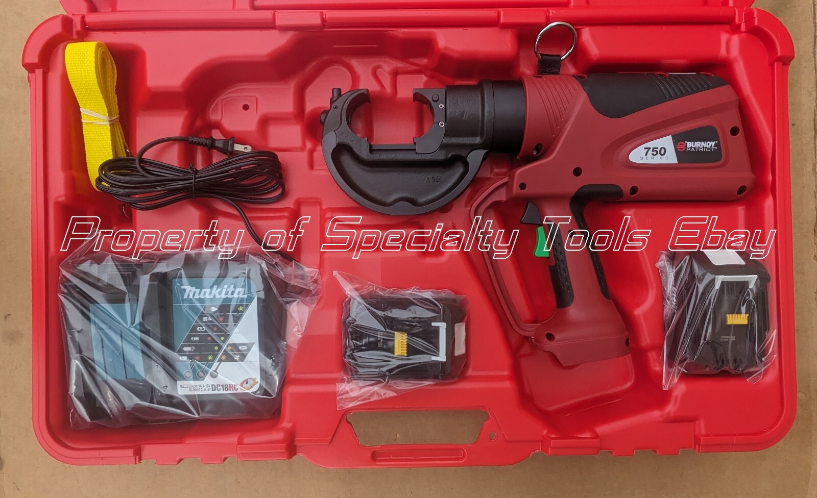Burndy PAT750LI Hydraulic battery 12 Ton U die type crimper crimping tool DEMO