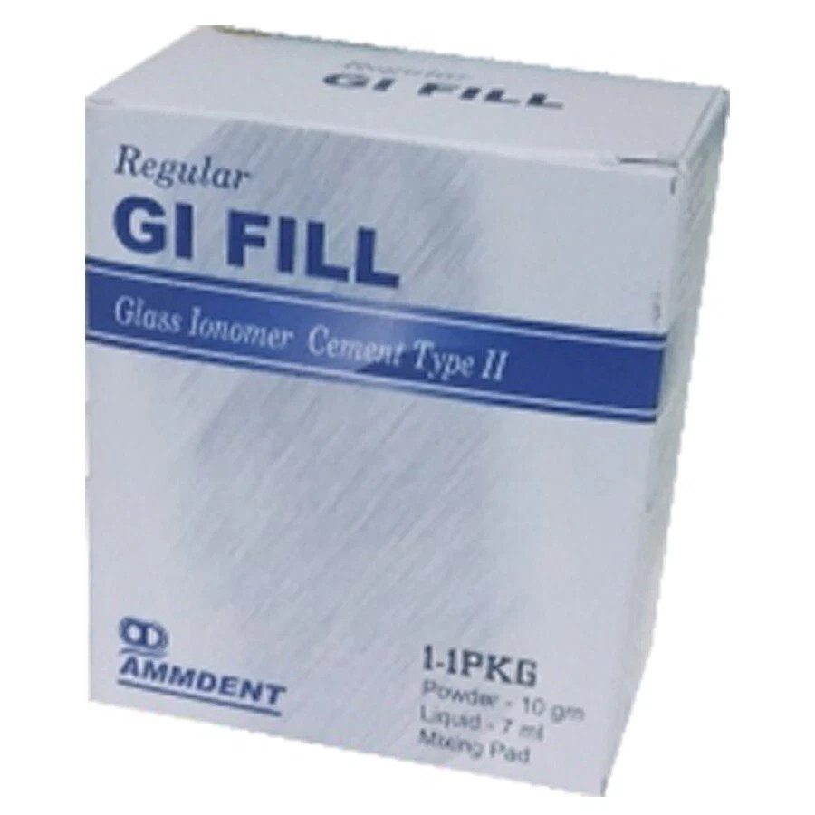 NEW DENTAL AMMDENT GI FILL TYPE II (REGULAR) GLASS IONOMER CEMENT 10GM POWDER 7M