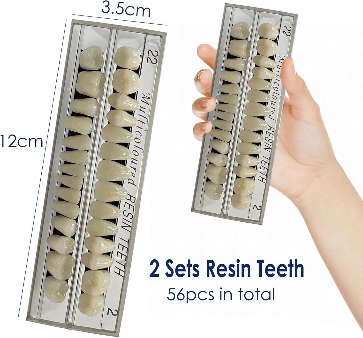 56 Pcs False Teeth Fake 2 Sets Synthetic Resin Dental Tooth, 22 A2