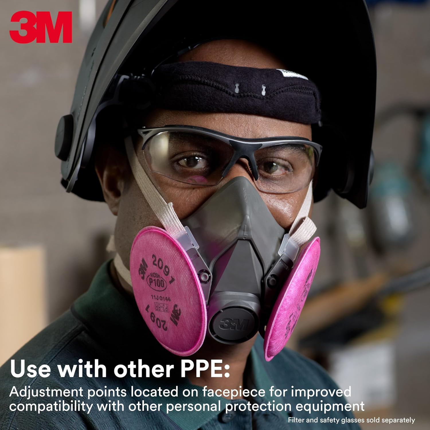 Half Facepiece Reusable Respirator 6300, NIOSH, Four-Point Harness, Comfortable