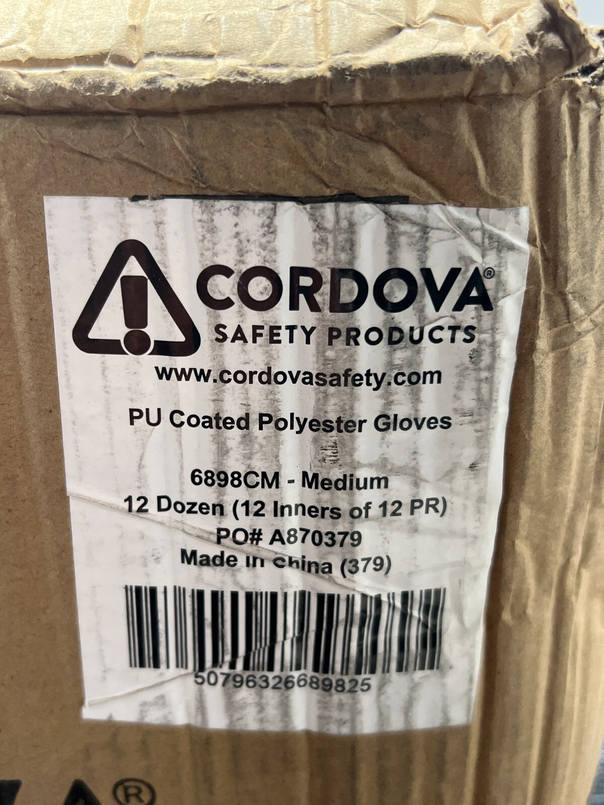 QTY 144 Cordova Standard Gloves 13-Gauge White Polyester Shell Medium 6898CM