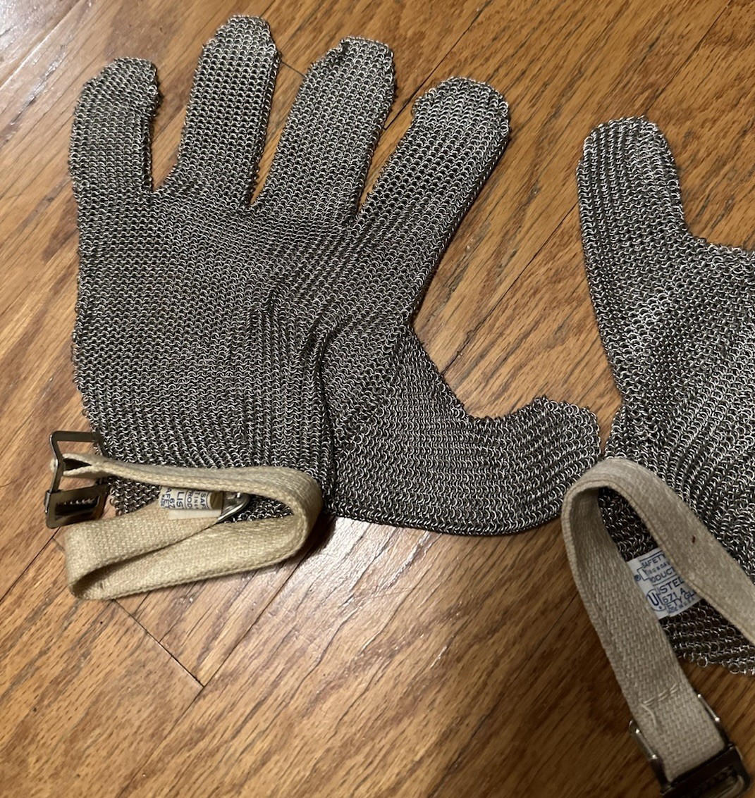 Vintage Stainless Steel Whiting & Davis Safety Cut Proof Glove – Pair Of Gloves