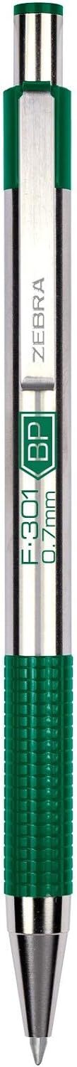 Zebra F301 Retractable Ballpoint Pen 4 Pack Black Blue Red Green 0.7Mm Fine P…