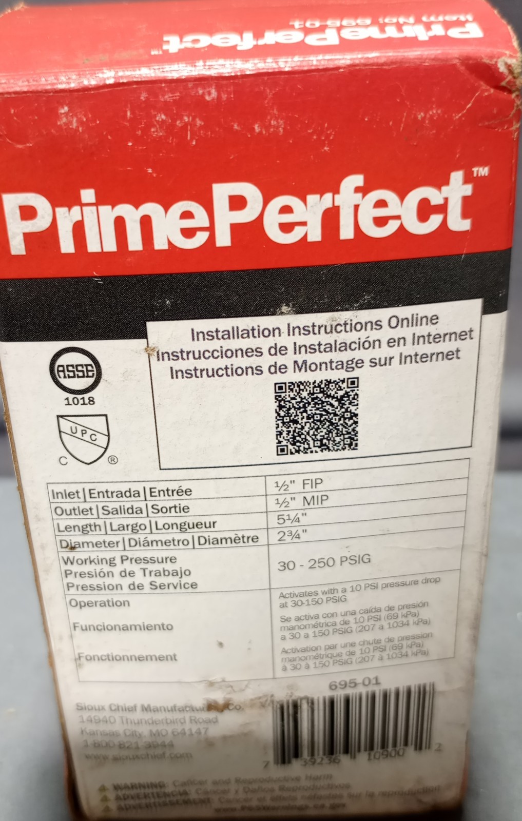 Sioux Chief Prime Perfect Trap Primer Valve 695-01