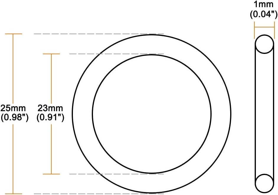 20 Pack Nitrile Rubber O-Rings 25mm 23mm 1mm Sealing Gasket Plumbing Automotive